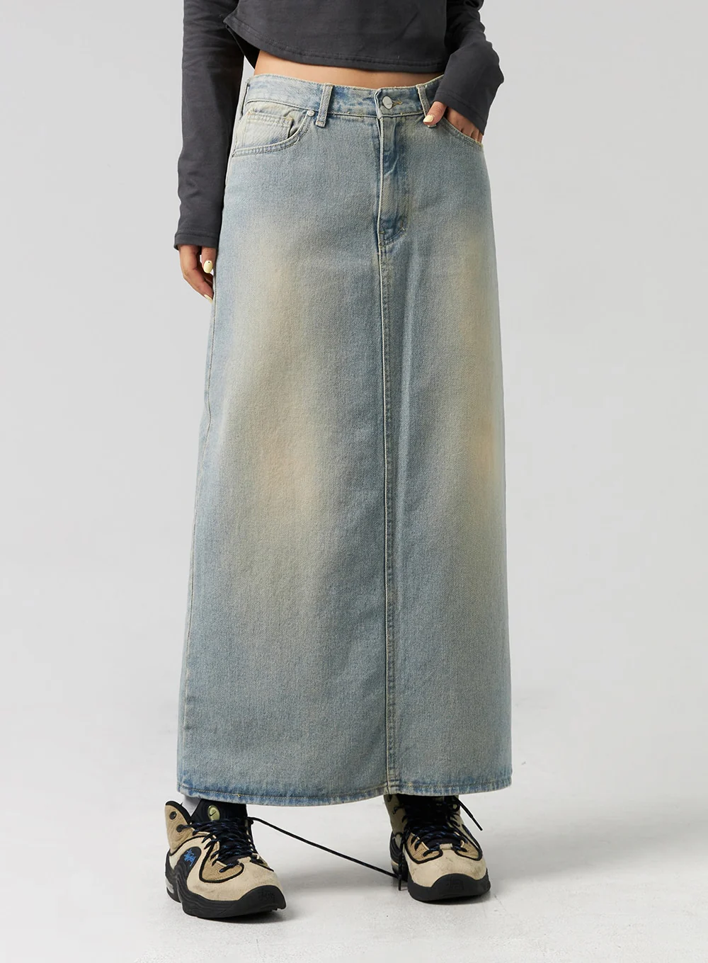 Washed Denim Maxi Skirt CG327 - Image 2