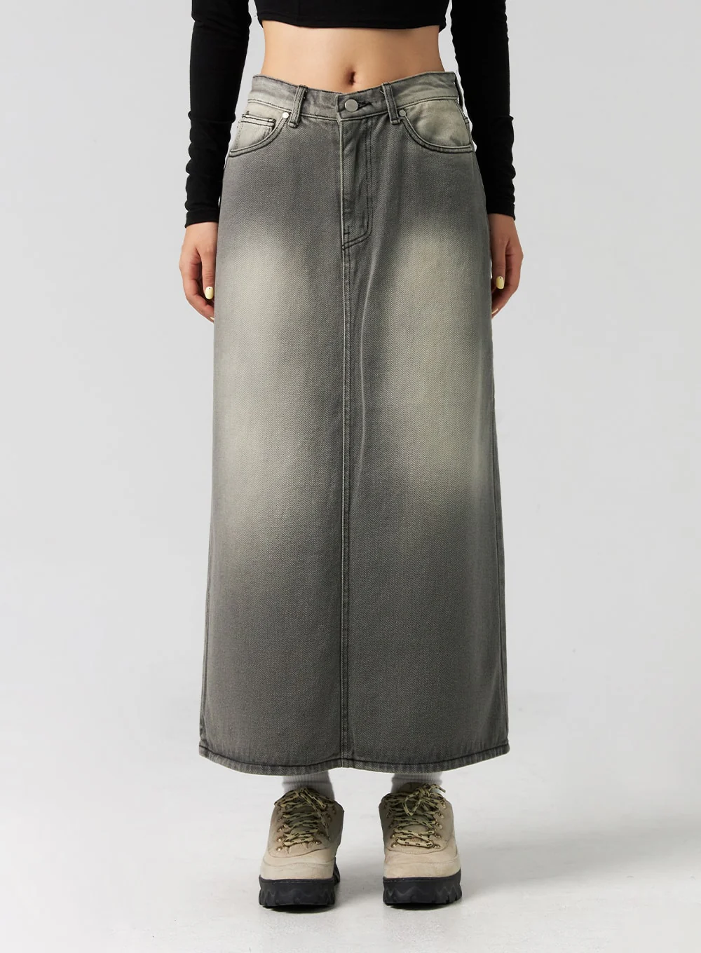 Washed Denim Maxi Skirt CG327 - Image 8