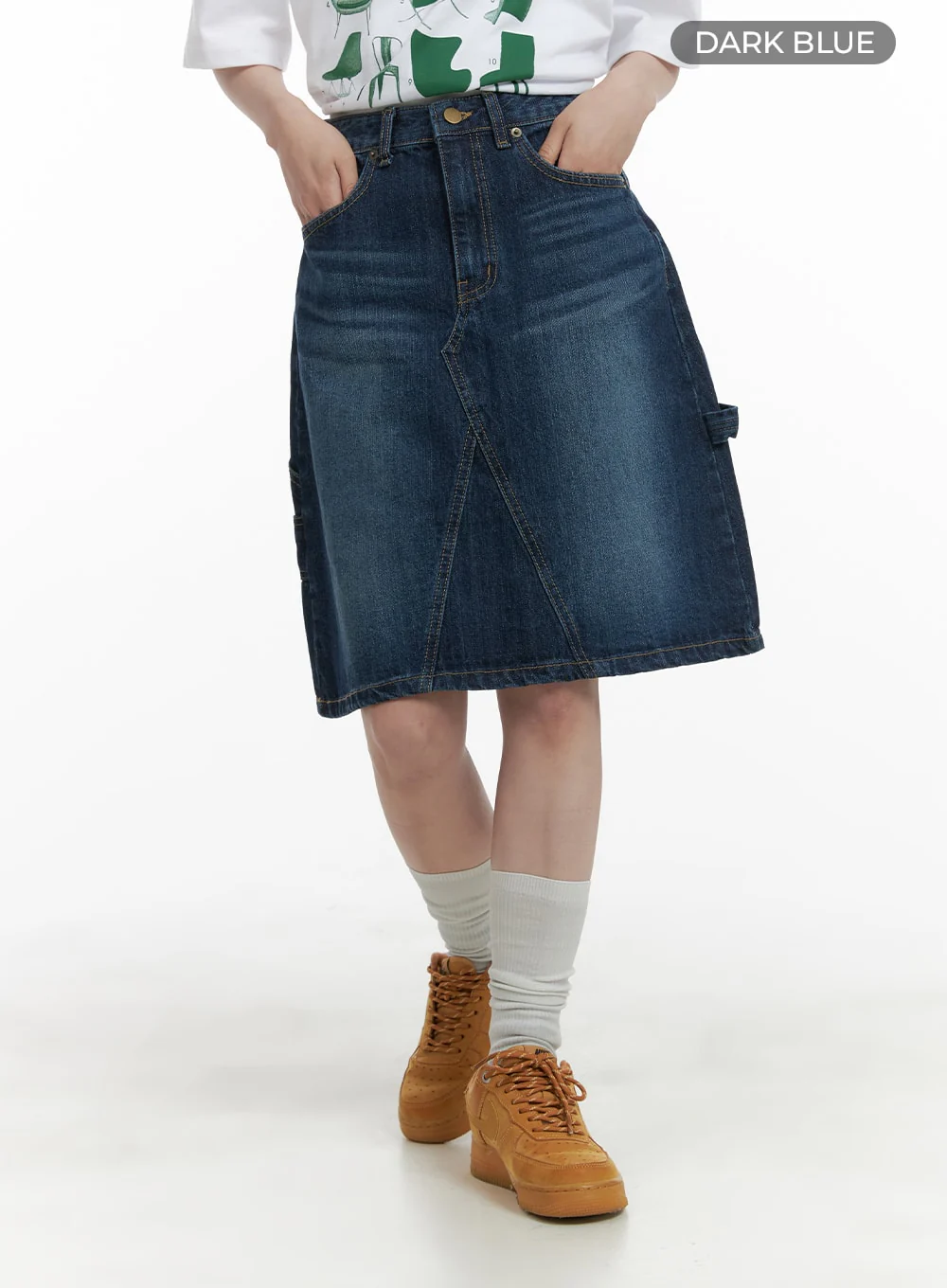 Washed Denim Midi Skirt CA404 - Image 8