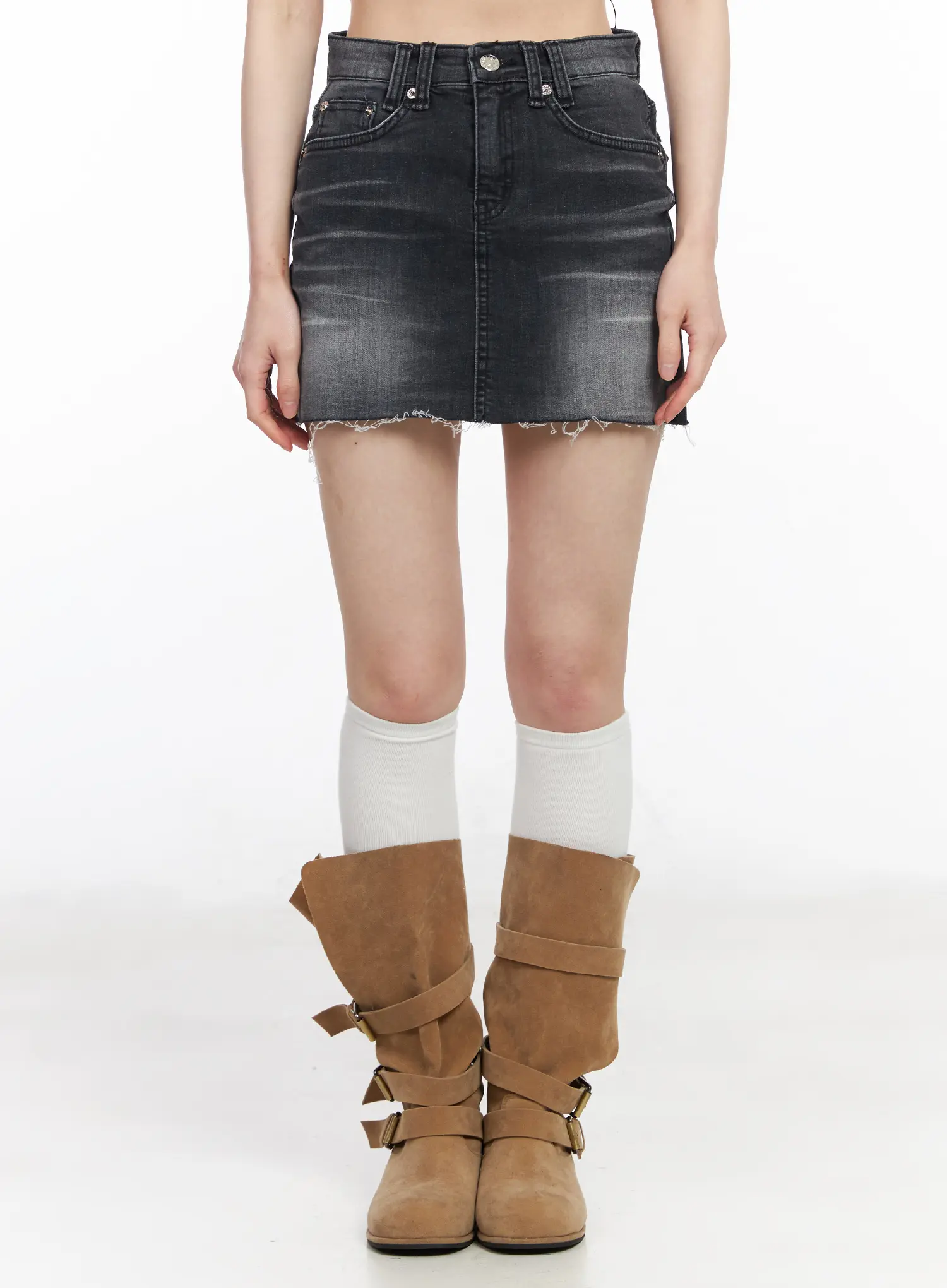 Washed Denim Mini Skirt CM519