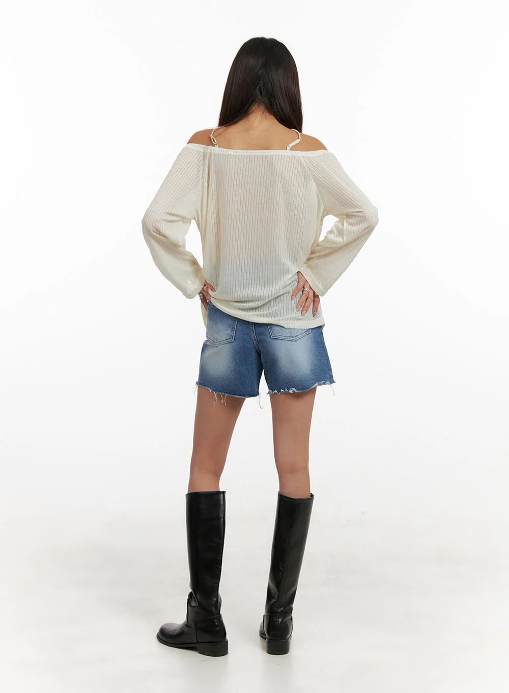 Washed Denim Shorts CA430 - Image 5