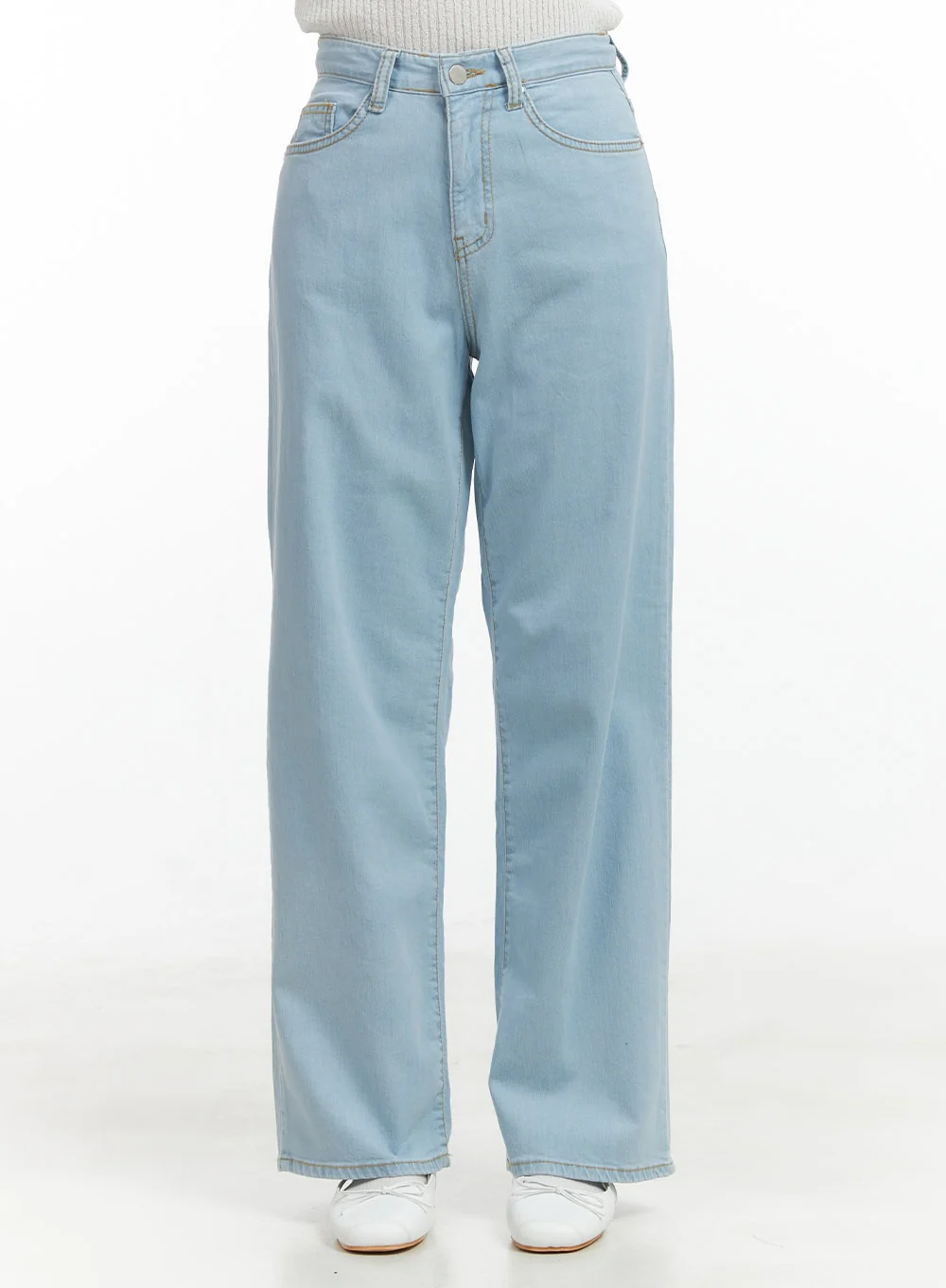 Washed Low Rise Loose Straight Jeans OL416