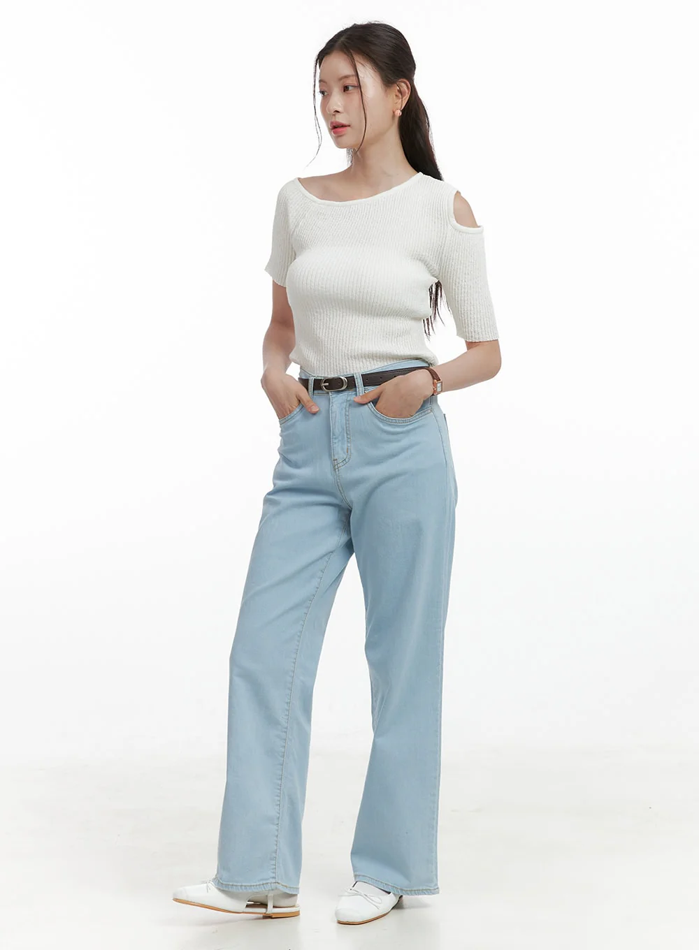 Washed Low Rise Loose Straight Jeans OL416 - Image 2