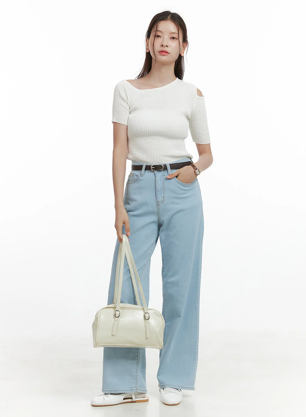 Washed Low Rise Loose Straight Jeans OL416 - Image 3