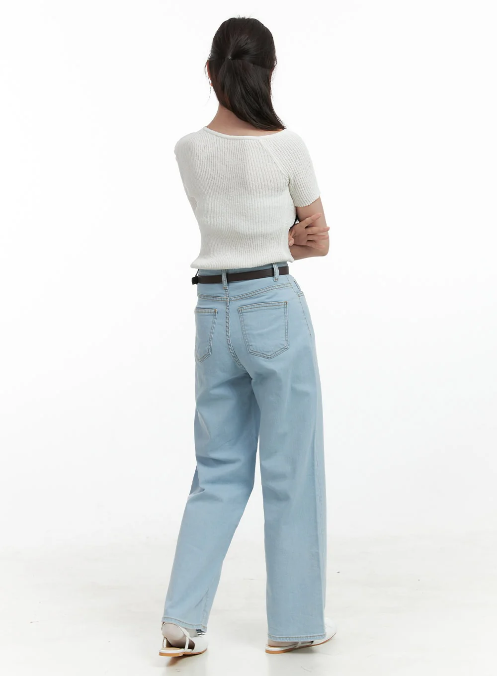 Washed Low Rise Loose Straight Jeans OL416 - Image 6