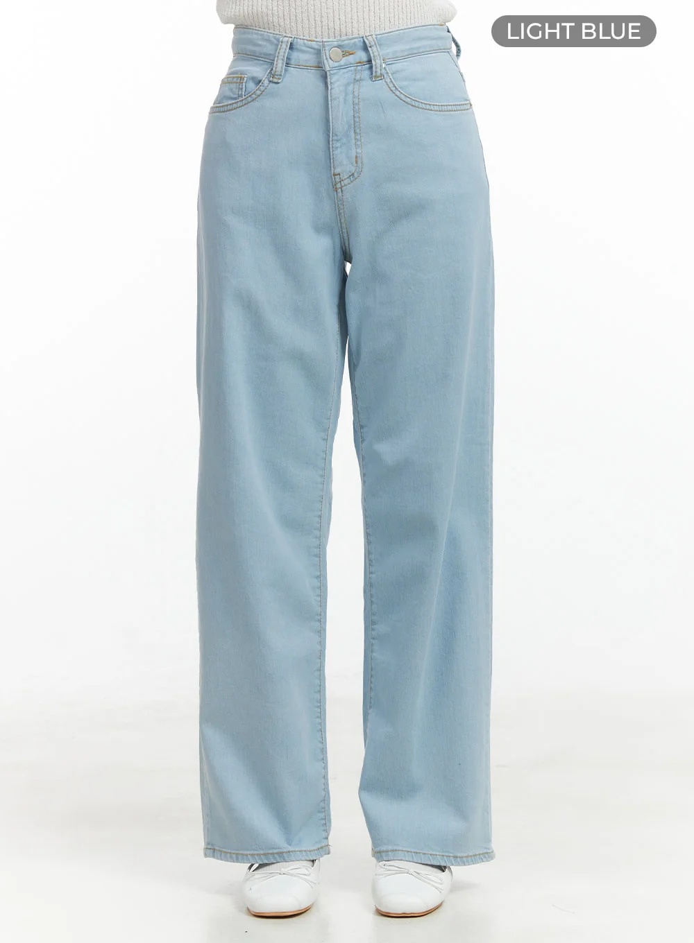 Washed Low Rise Loose Straight Jeans OL416 - Image 7