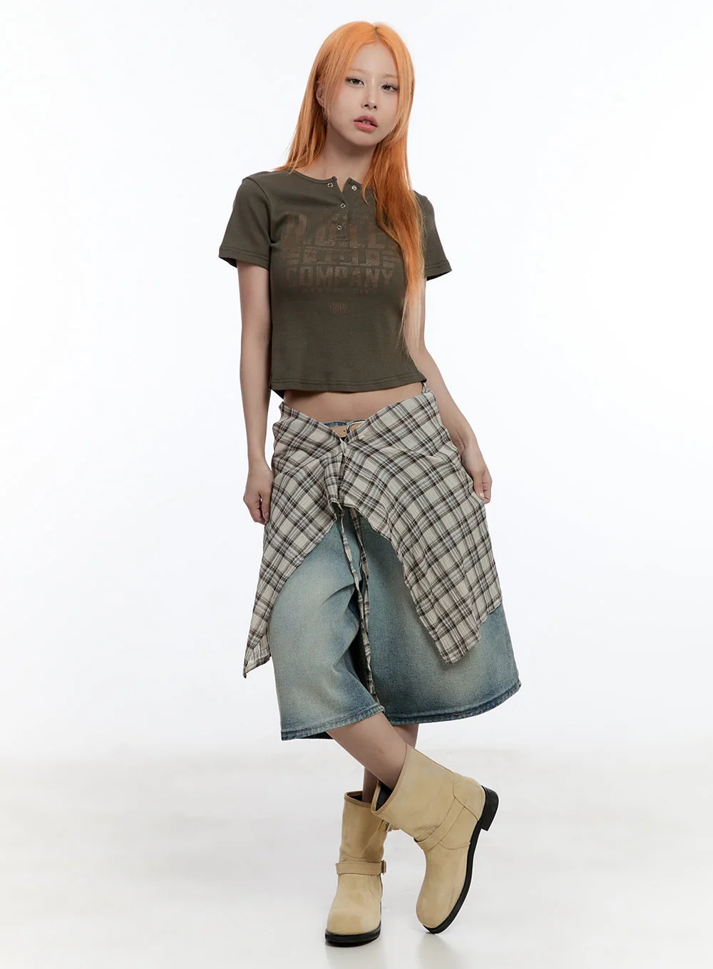 Washed Midi Baggy Jorts CY530 - Image 2