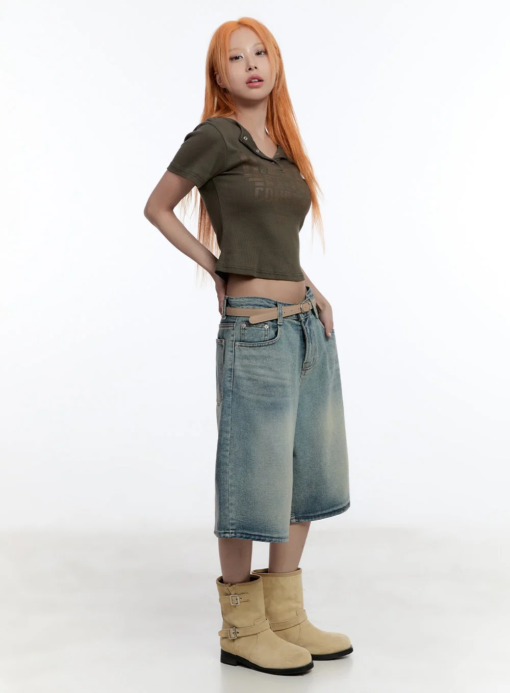 Washed Midi Baggy Jorts CY530 - Image 3
