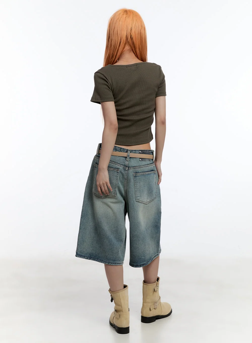 Washed Midi Baggy Jorts CY530 - Image 4