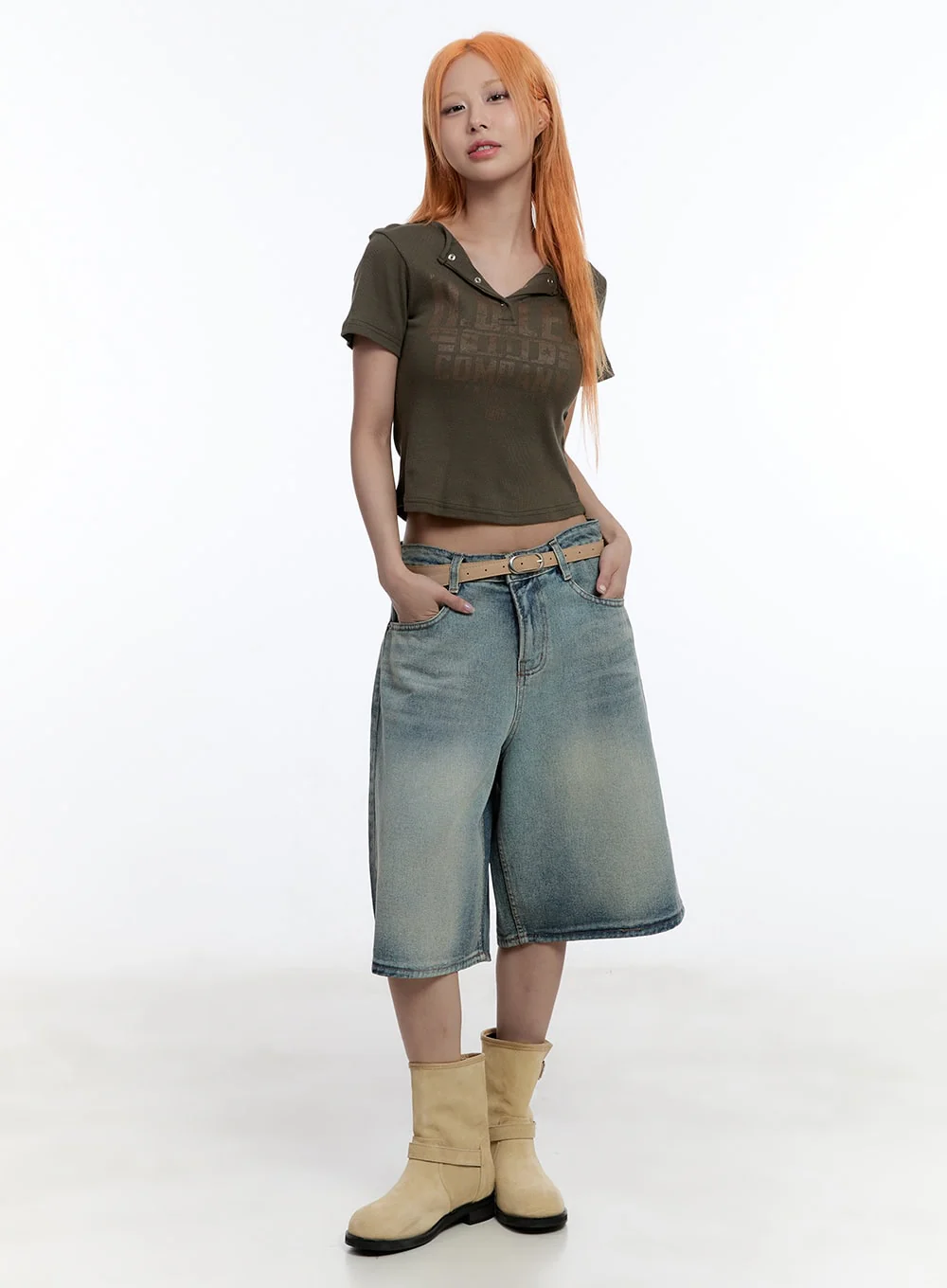 Washed Midi Baggy Jorts CY530 - Image 5