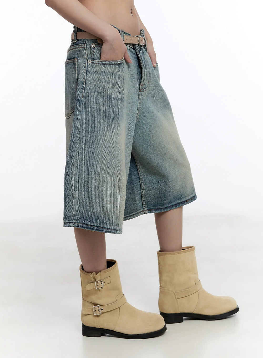 Washed Midi Baggy Jorts CY530 - Image 6