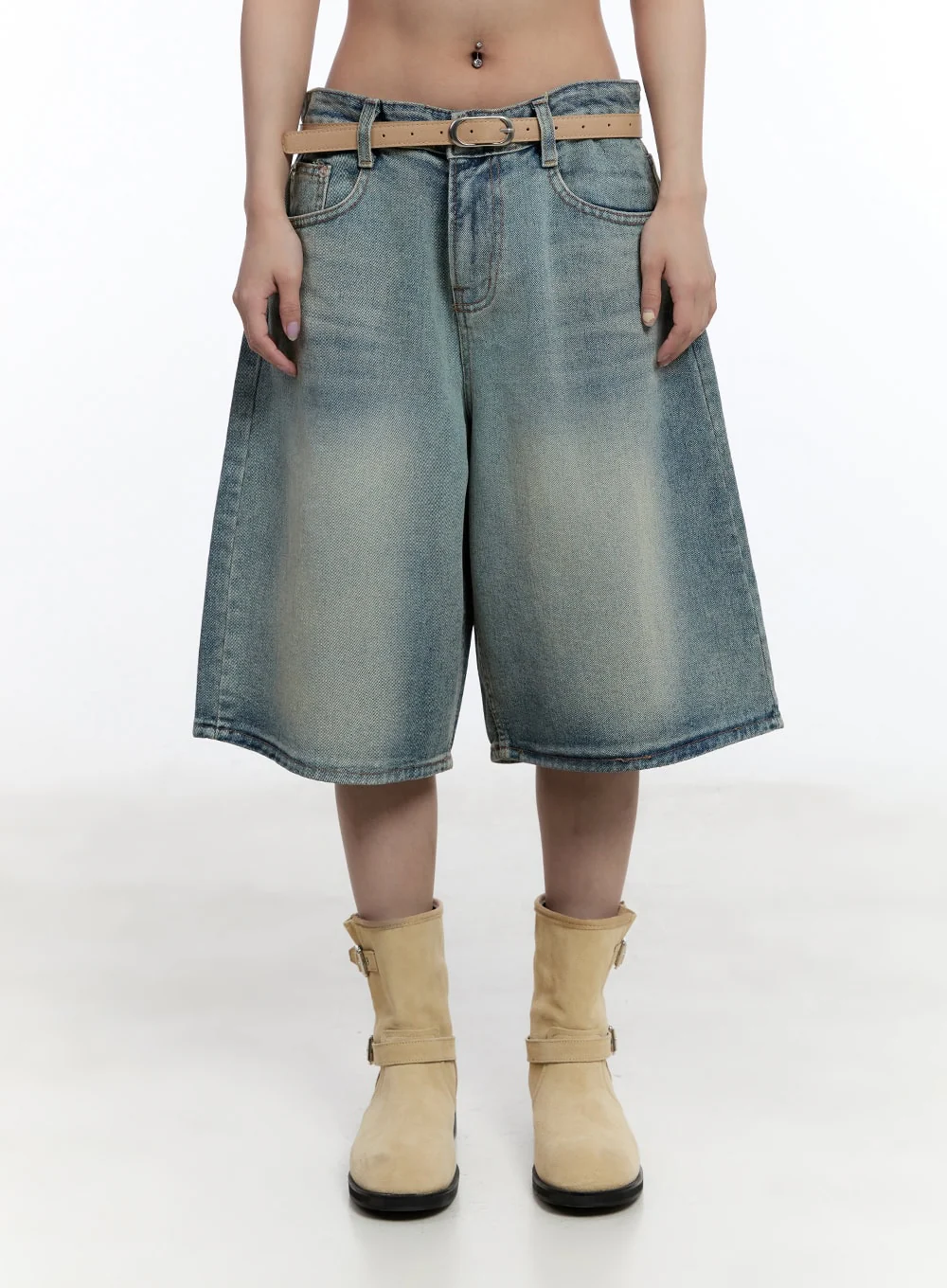 Washed Midi Baggy Jorts CY530 - Image 9