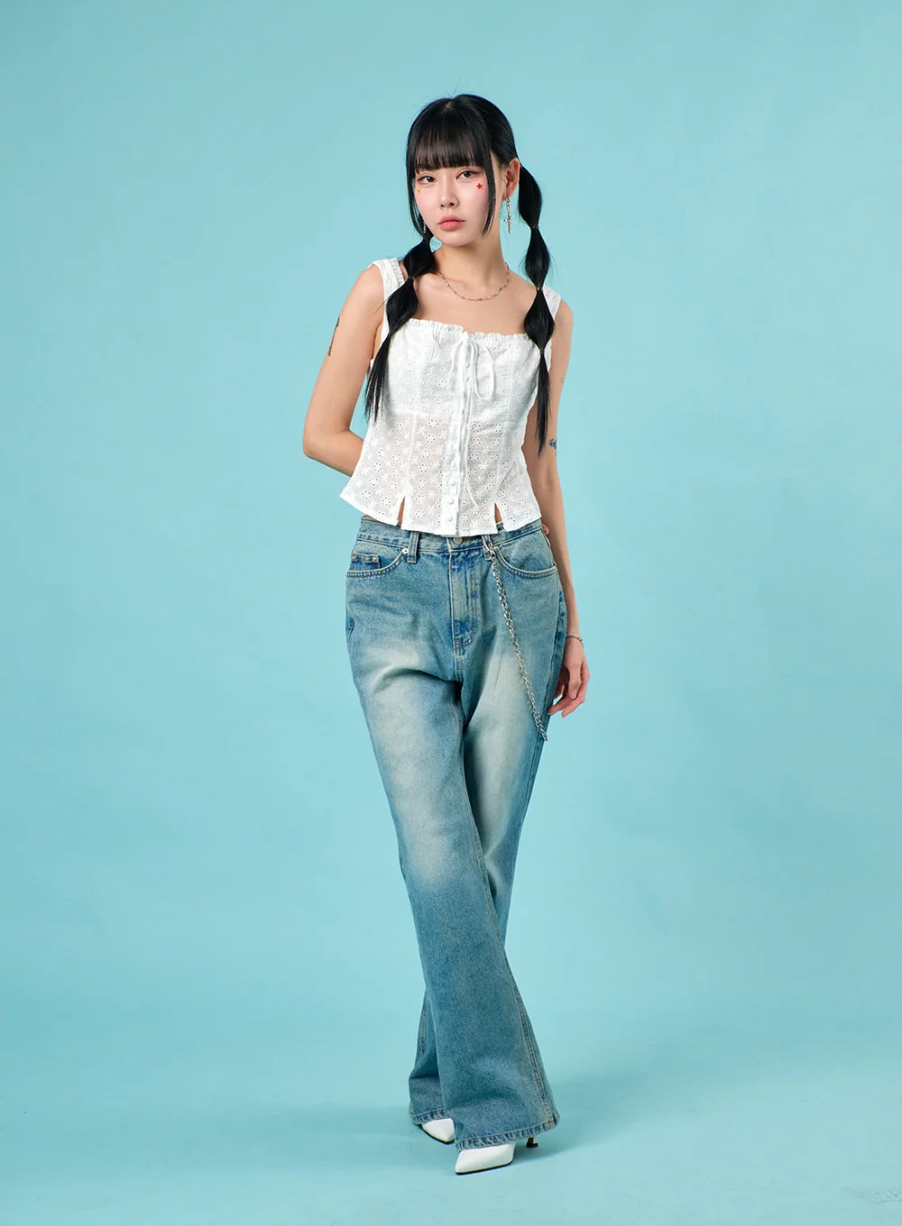Washed Straight Leg Bootcuts Jeans IJ430 - Image 5