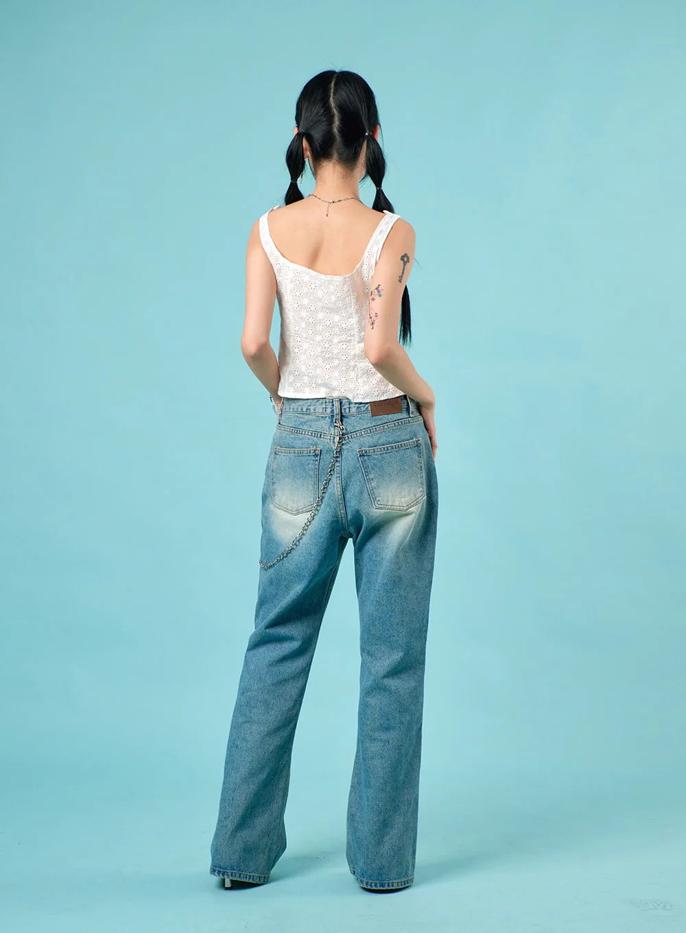 Washed Straight Leg Bootcuts Jeans IJ430 - Image 6