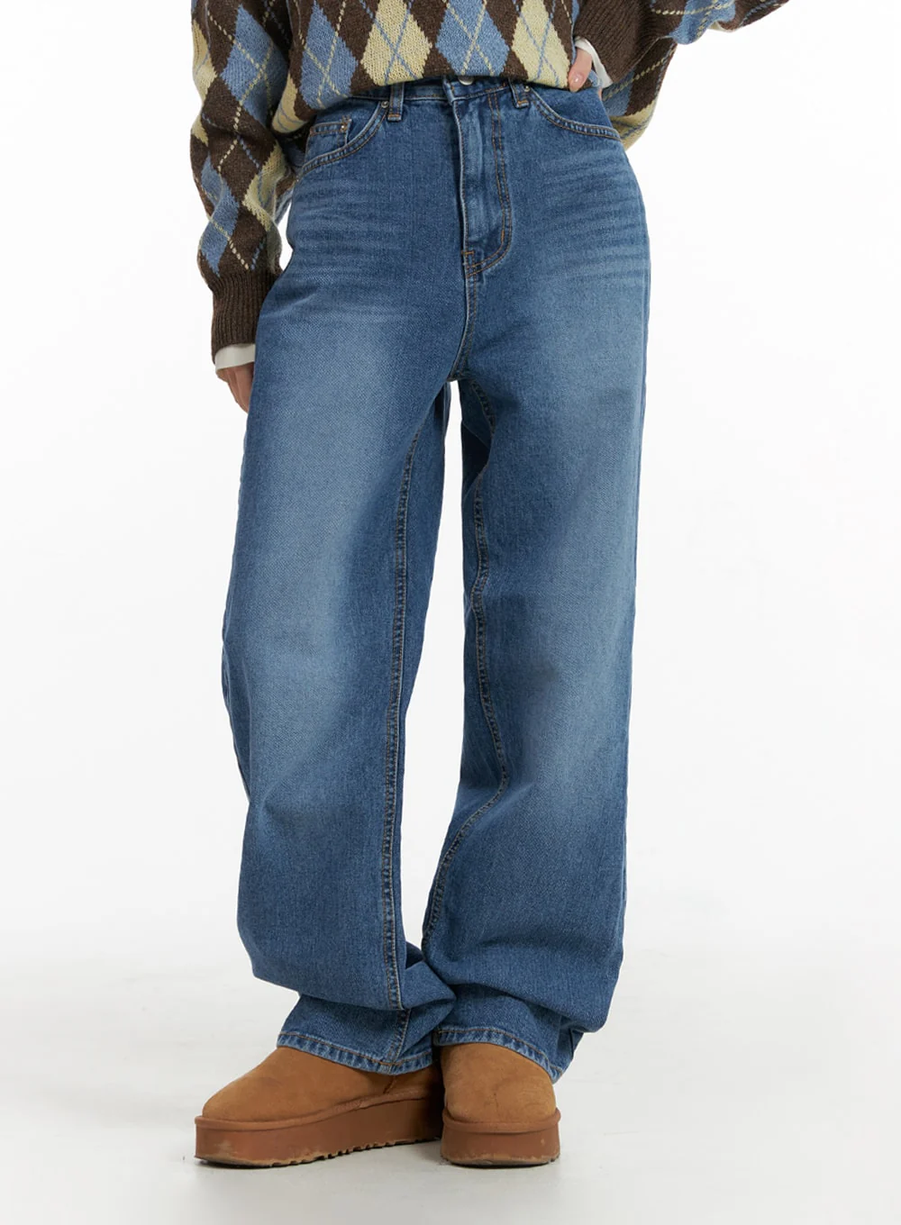 Washed Straight Leg Jeans IF408 - Image 3