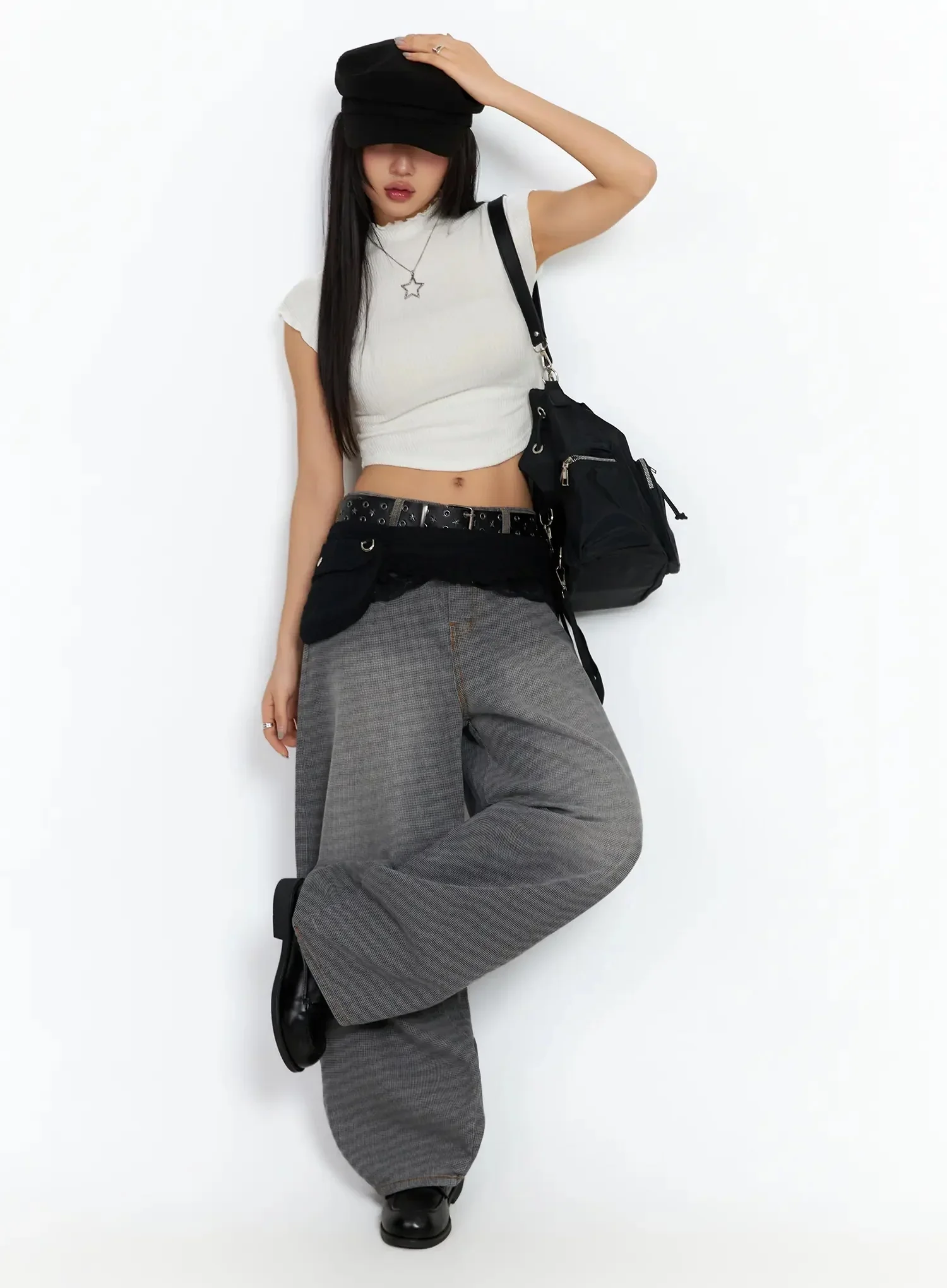 Wavy Ribbed Cropped T-Shirt CA513