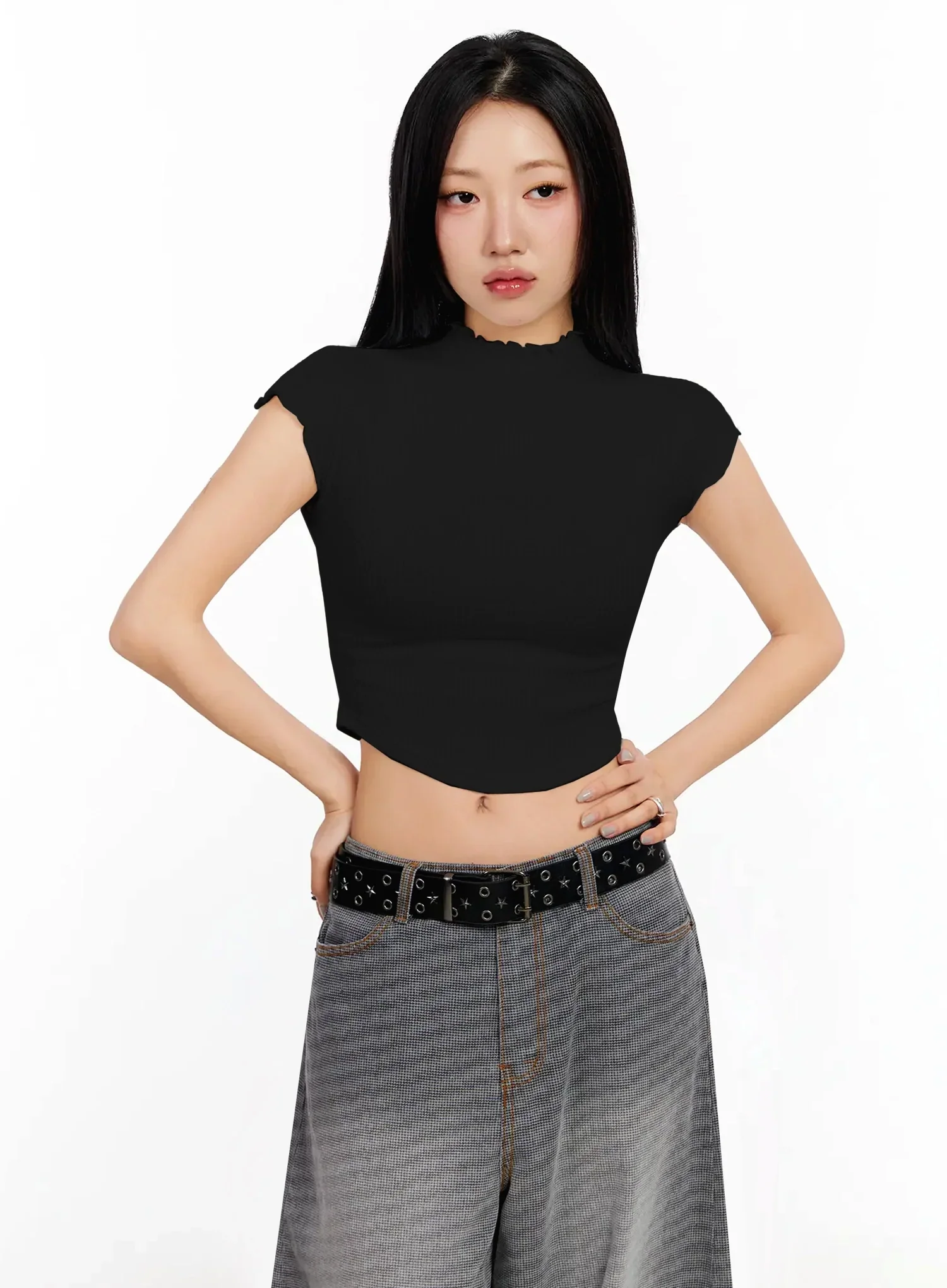 Wavy Ribbed Cropped T-Shirt CA513 - Image 15