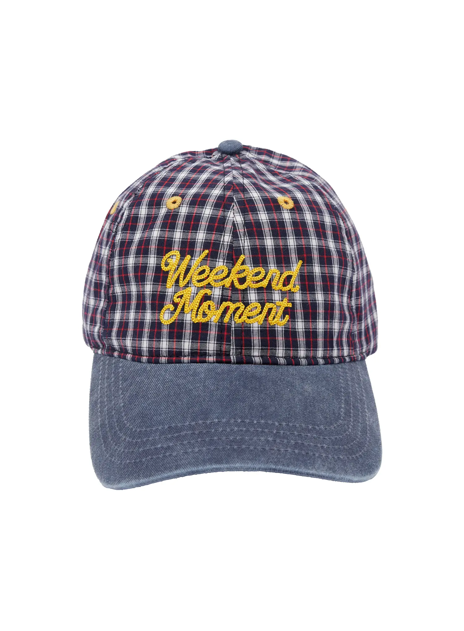 "Weekend Moment" Embroidered Denim Plaid Baseball Cap IF511 - Image 9
