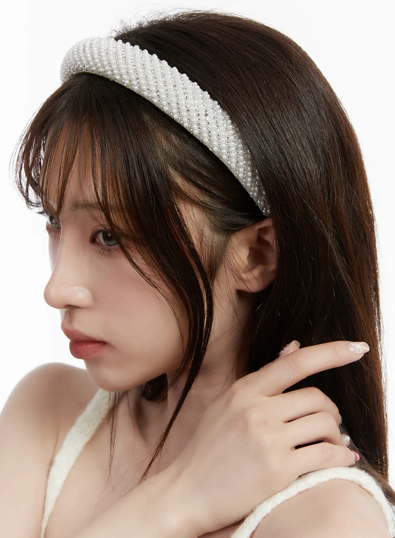 White Cubic Headband CD514 - Image 2