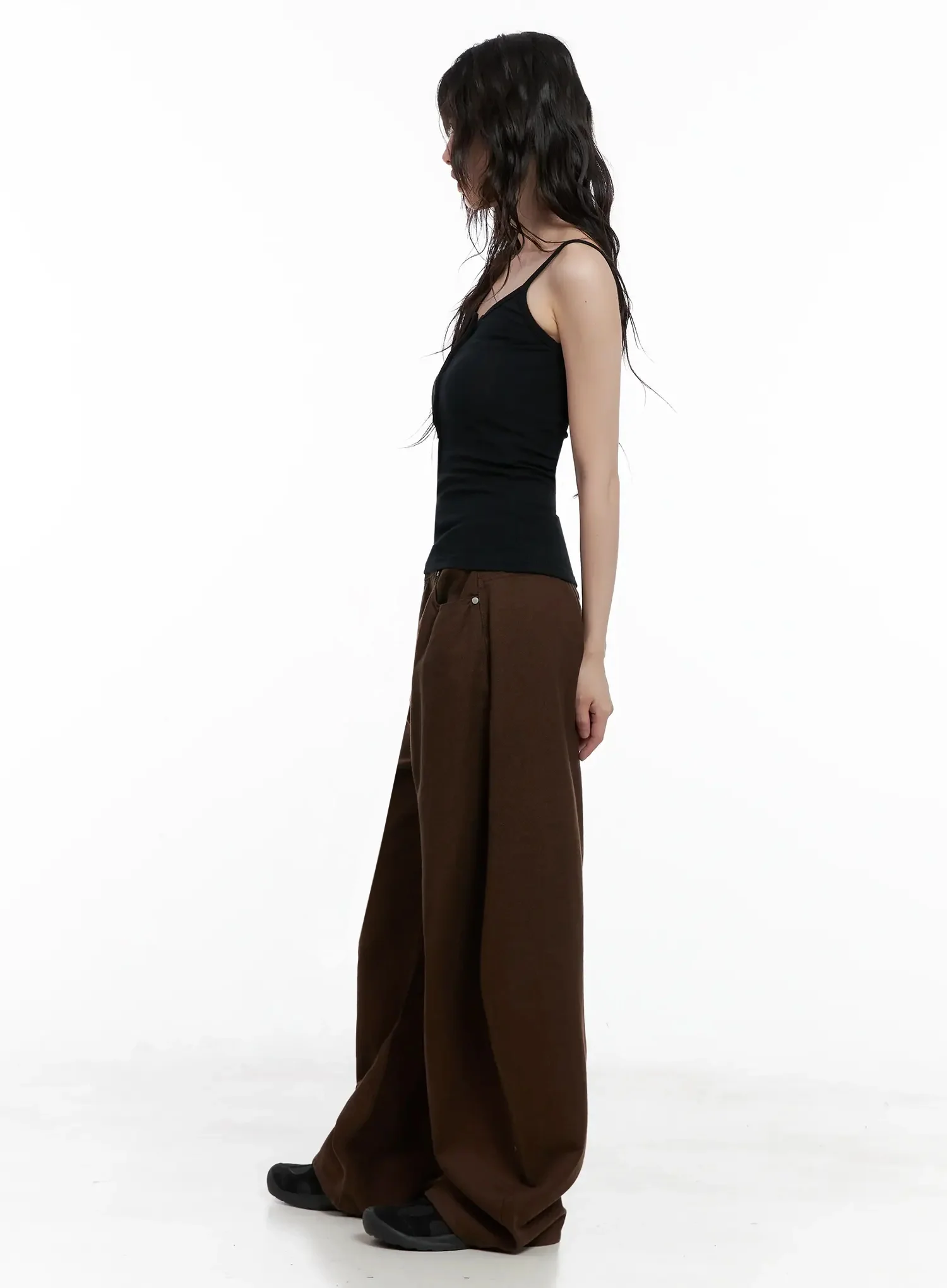 Wide-Leg Brown Cotton Pants IL531 - Image 12