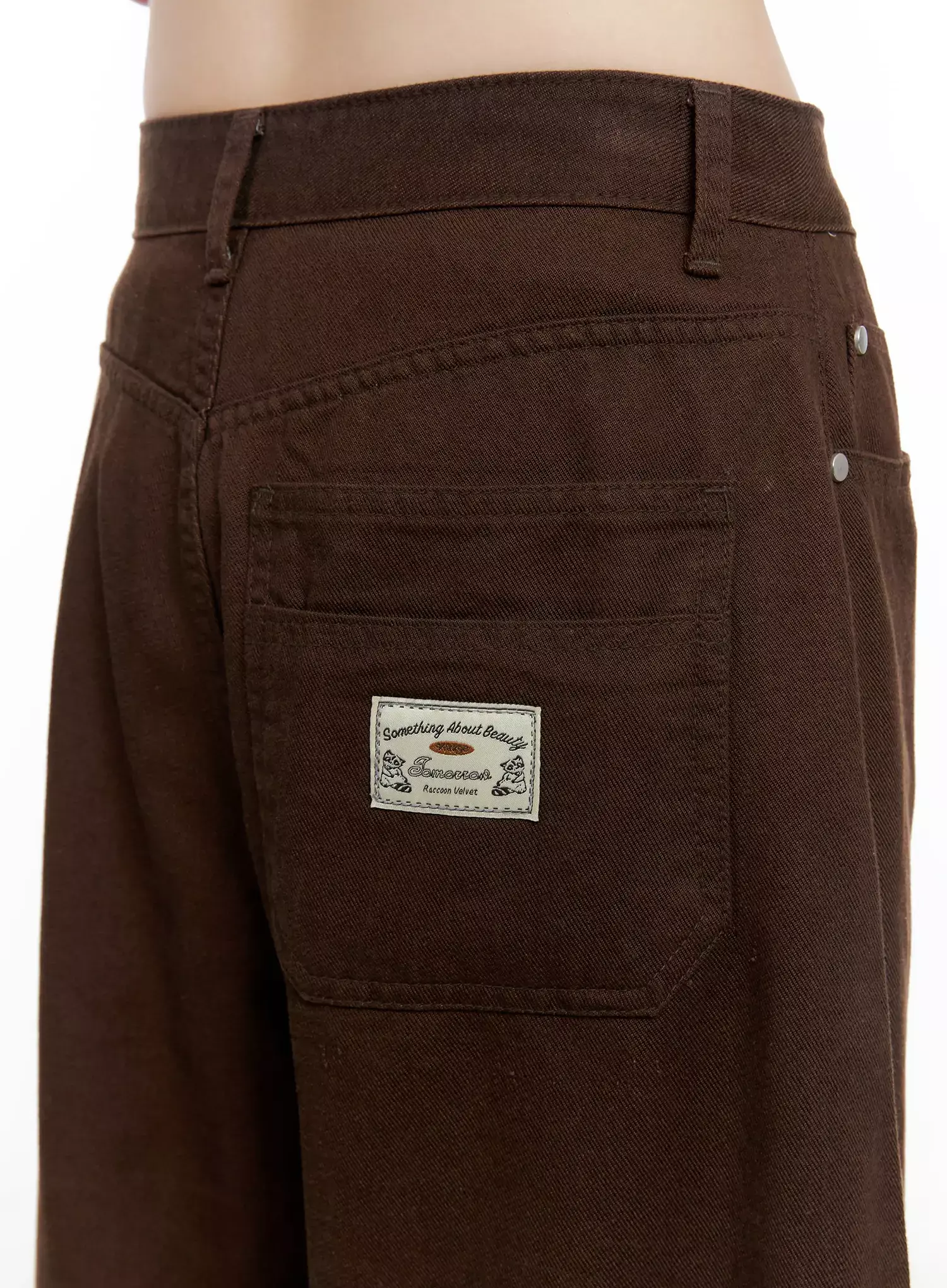 Wide-Leg Brown Cotton Pants IL531 - Image 3