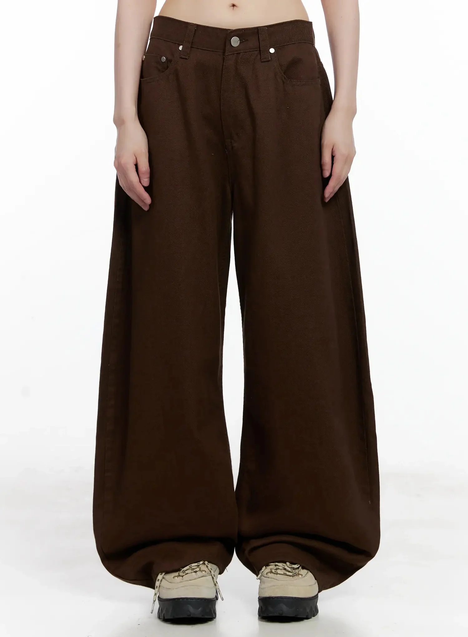 Wide-Leg Brown Cotton Pants IL531 - Image 4