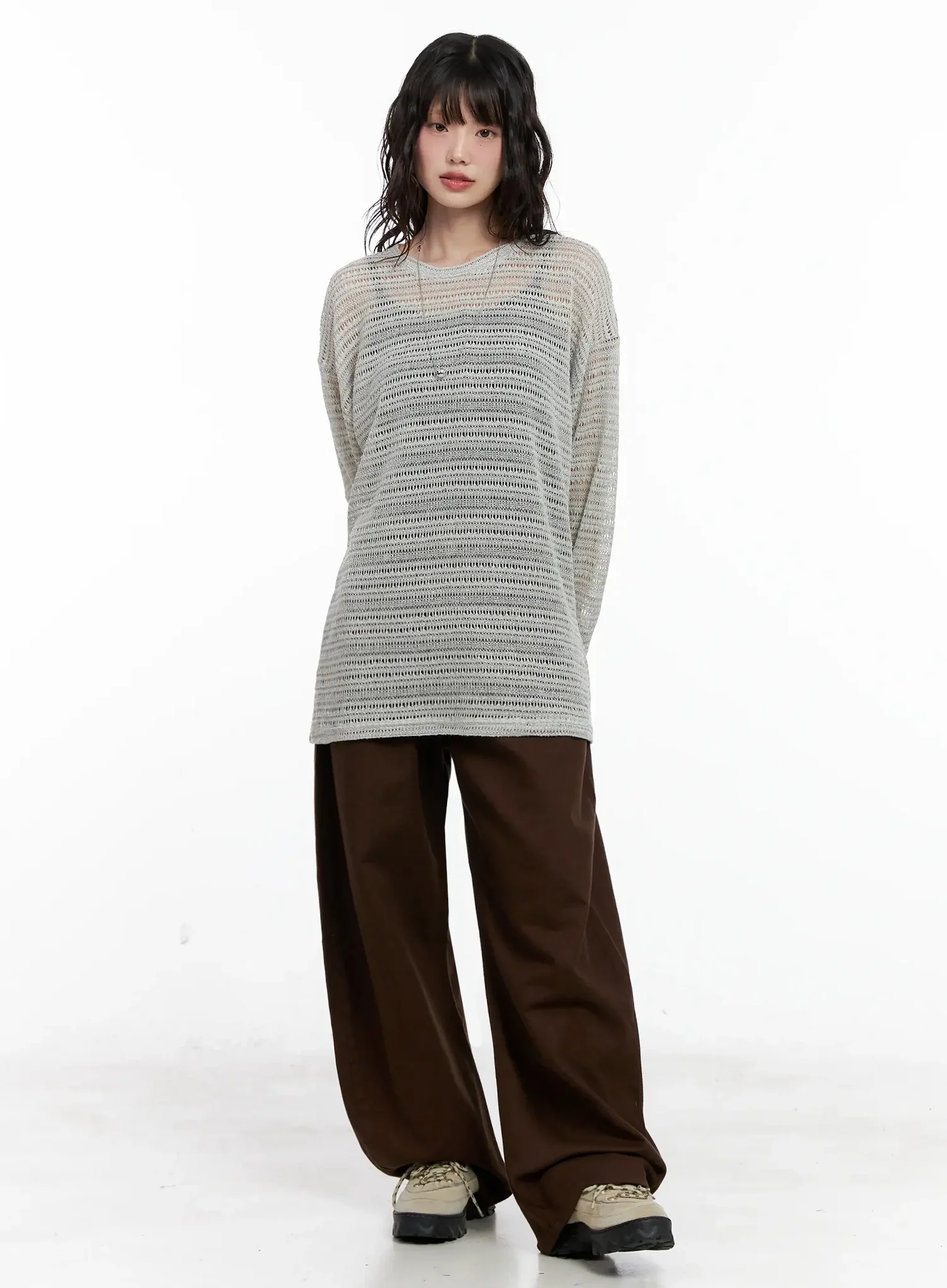 Wide-Leg Brown Cotton Pants IL531 - Image 6