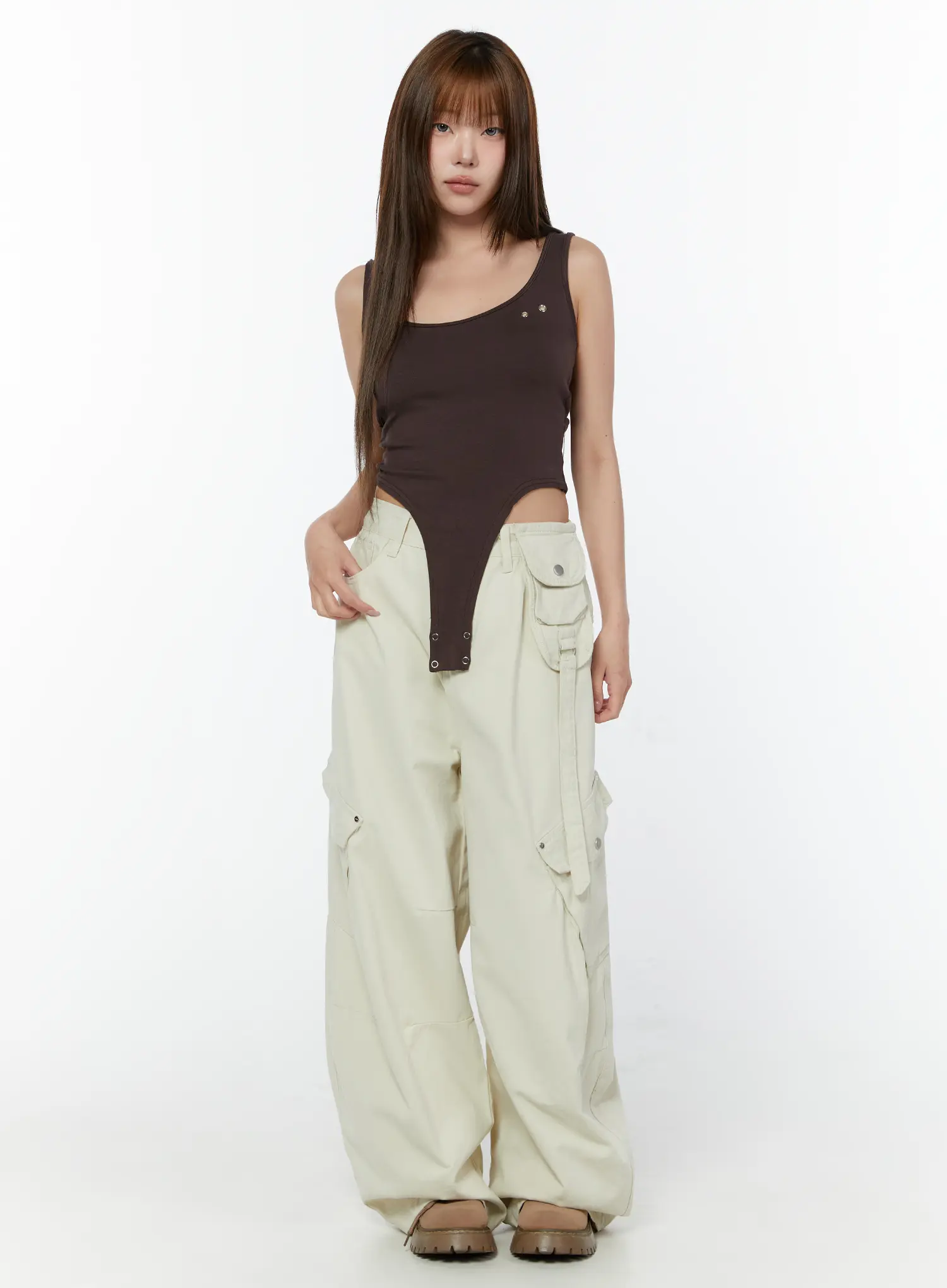 Wide Leg Cargo Cotton Pants CY518 - Image 16