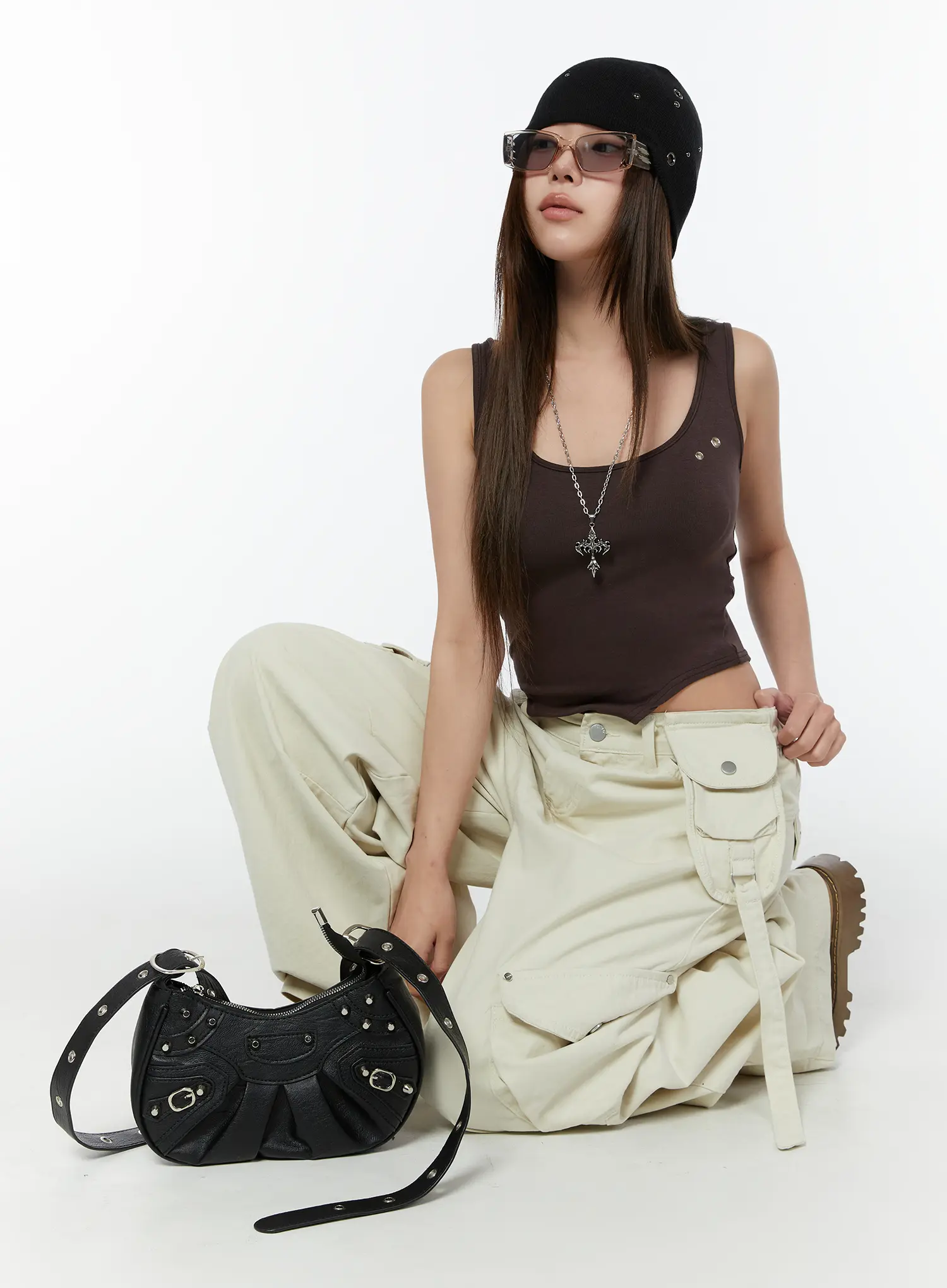 Wide Leg Cargo Cotton Pants CY518 - Image 2