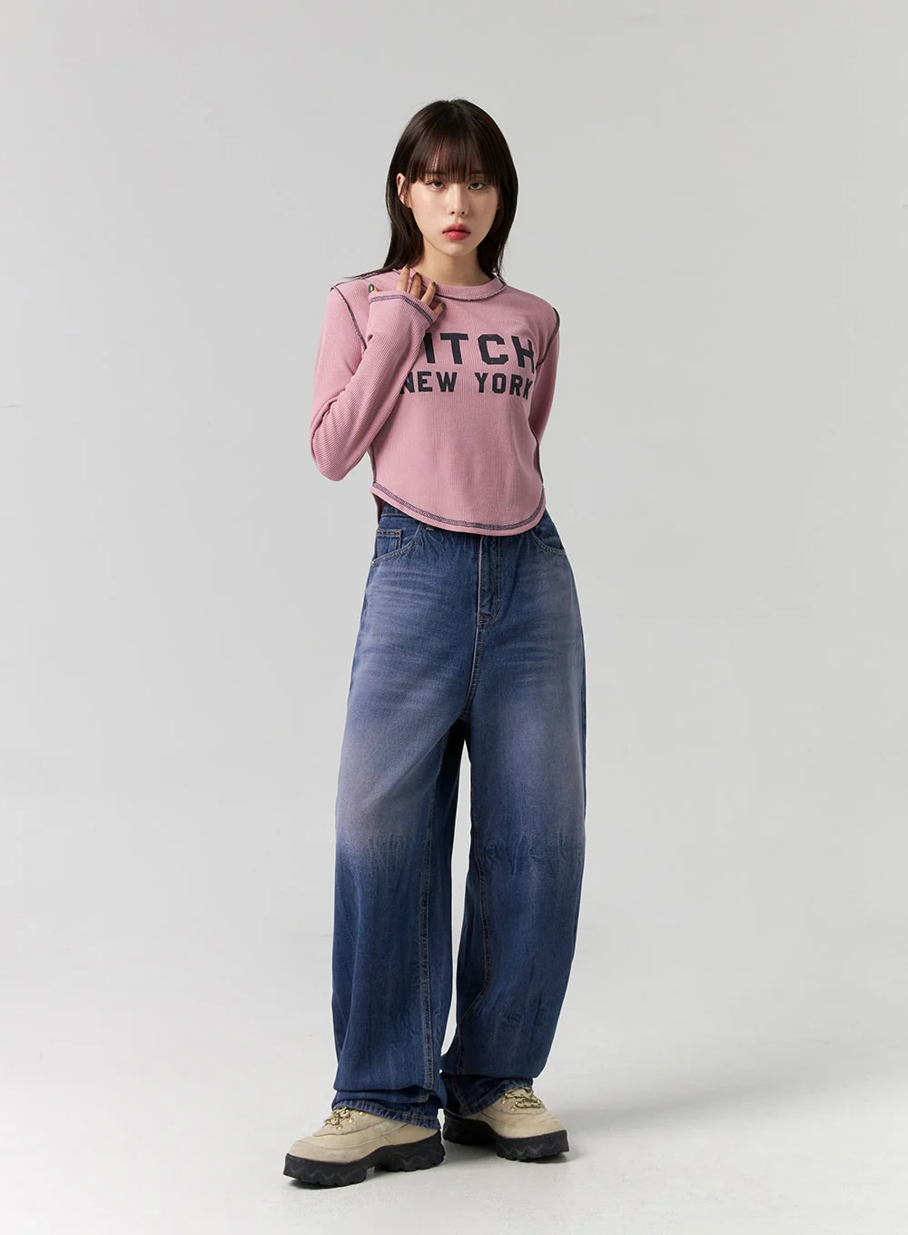 Wide Leg Cotton Jeans CG331 - Image 3