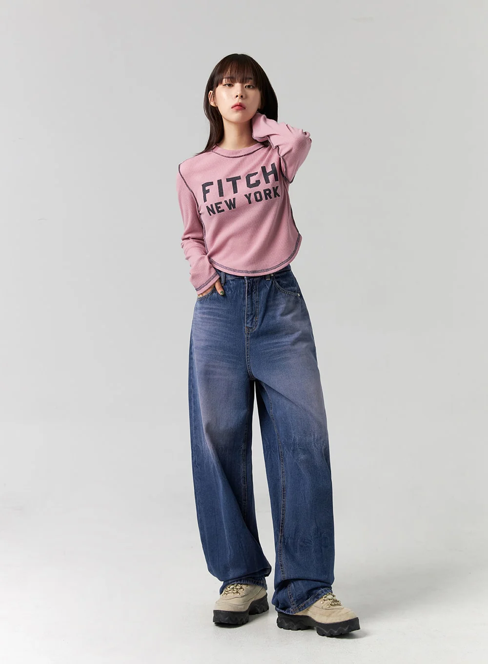 Wide Leg Cotton Jeans CG331 - Image 7