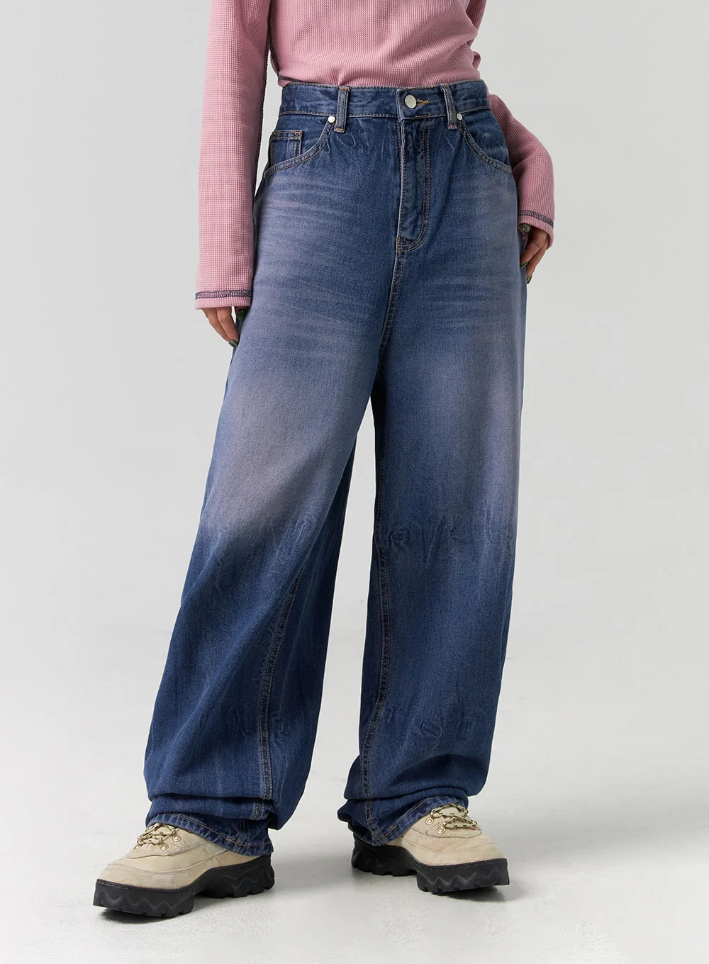 Wide Leg Cotton Jeans CG331 - Image 9
