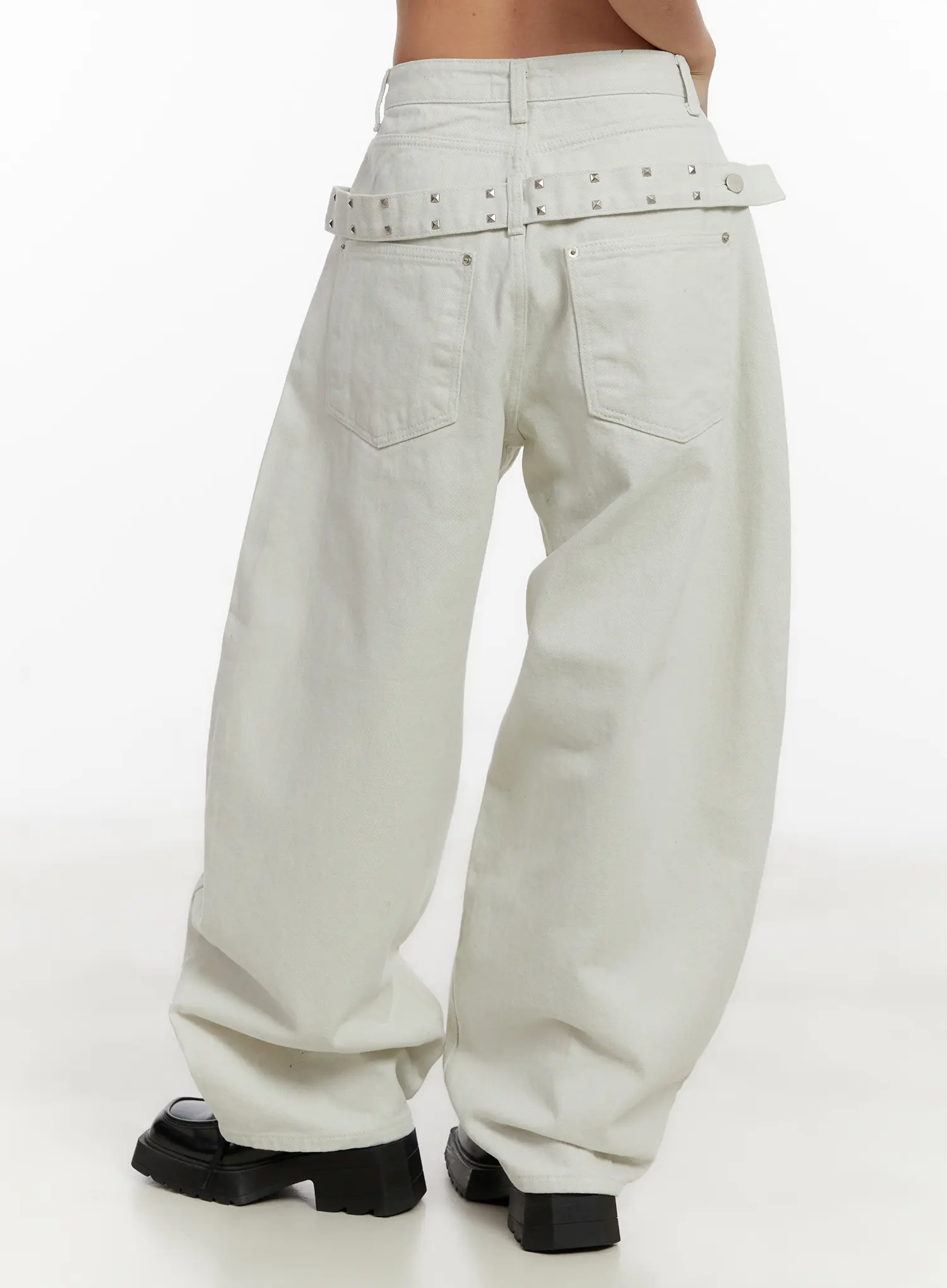 Wide Leg Cotton Pants with Belt Detail CD517 - Image 2