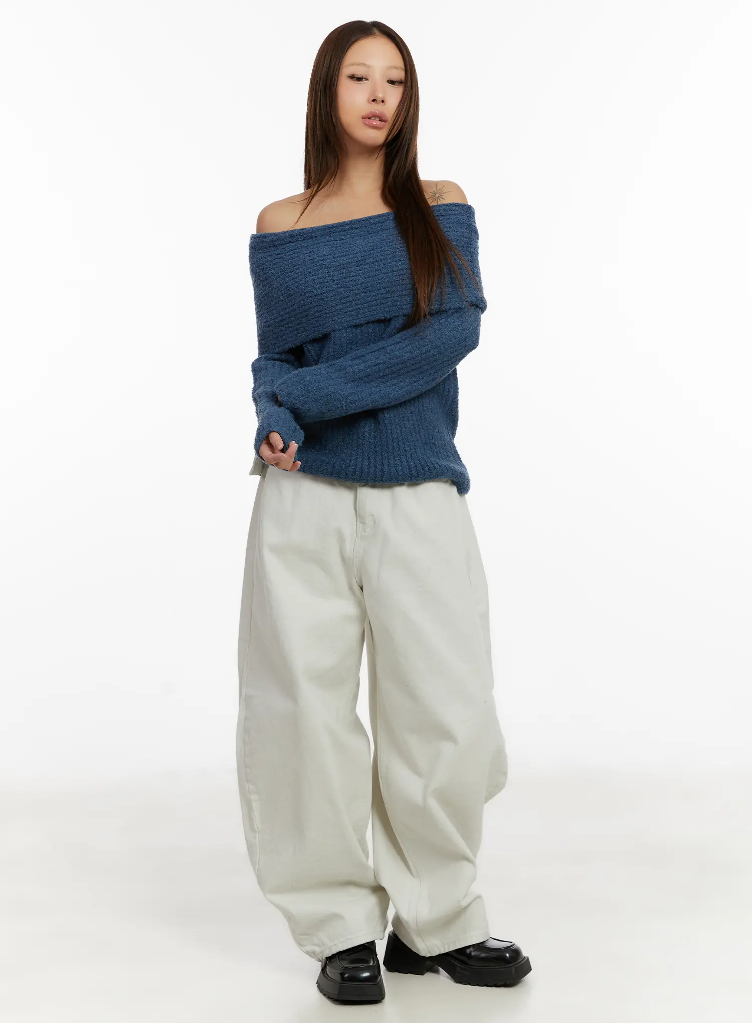 Wide Leg Cotton Pants with Belt Detail CD517 - Image 3