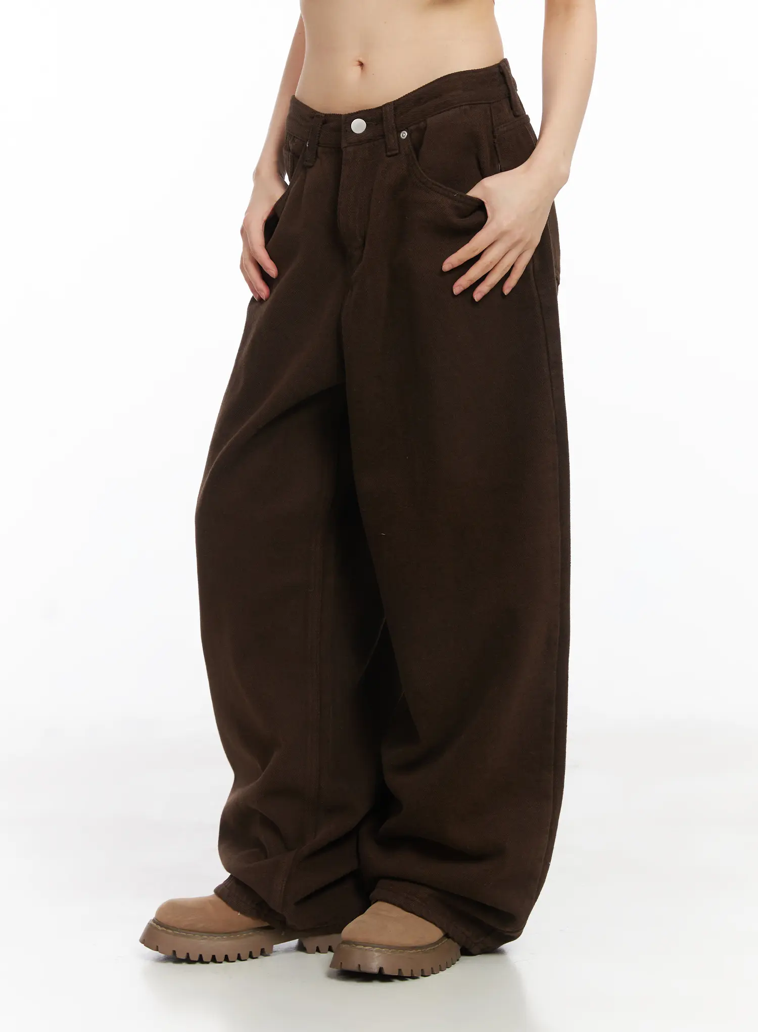 Wide Leg Fleece-Lined Cotton Pants CD531 - Image 5