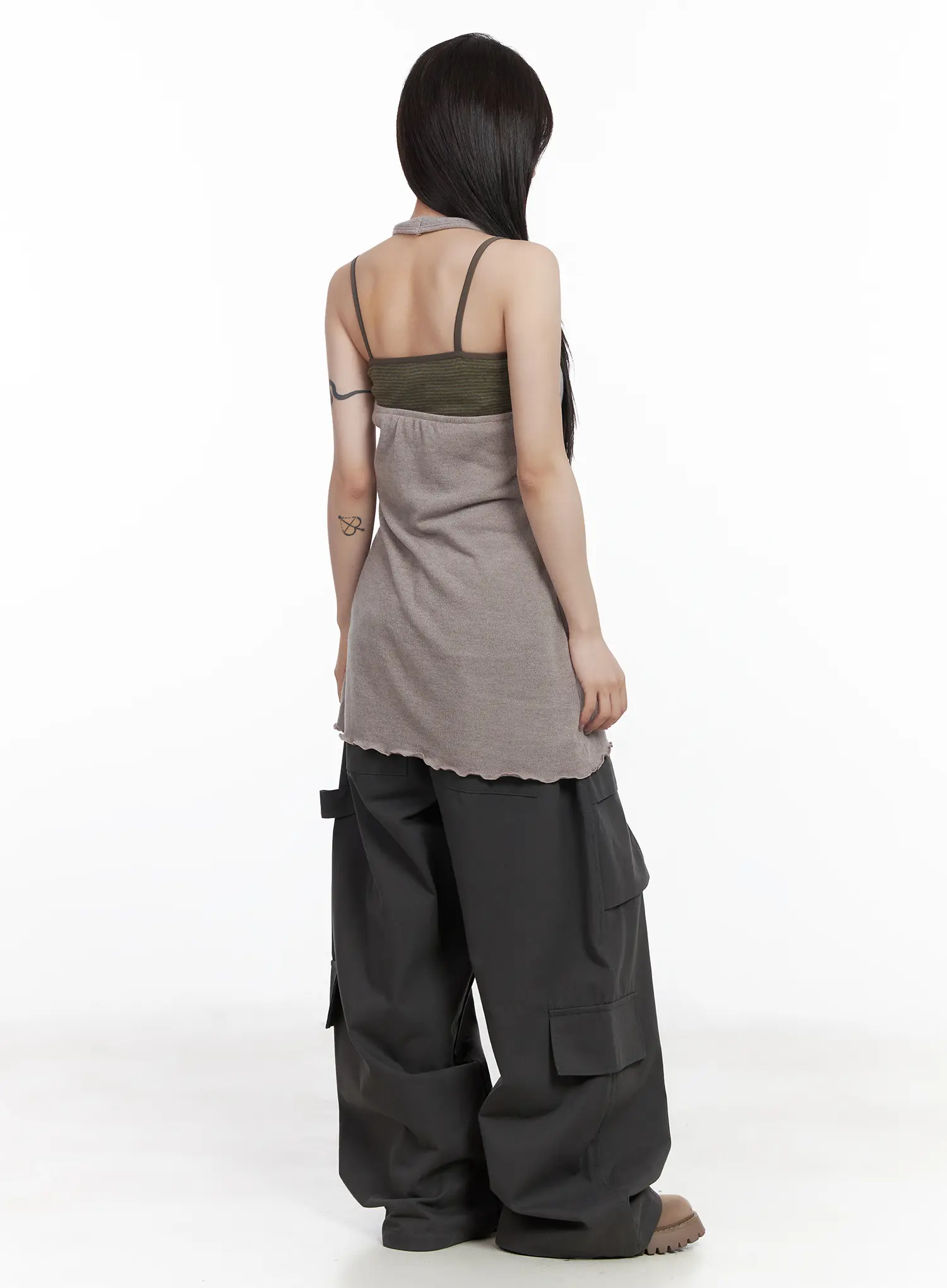 Wide Leg Patch Pocket Cargo Pants CF523 - Image 7