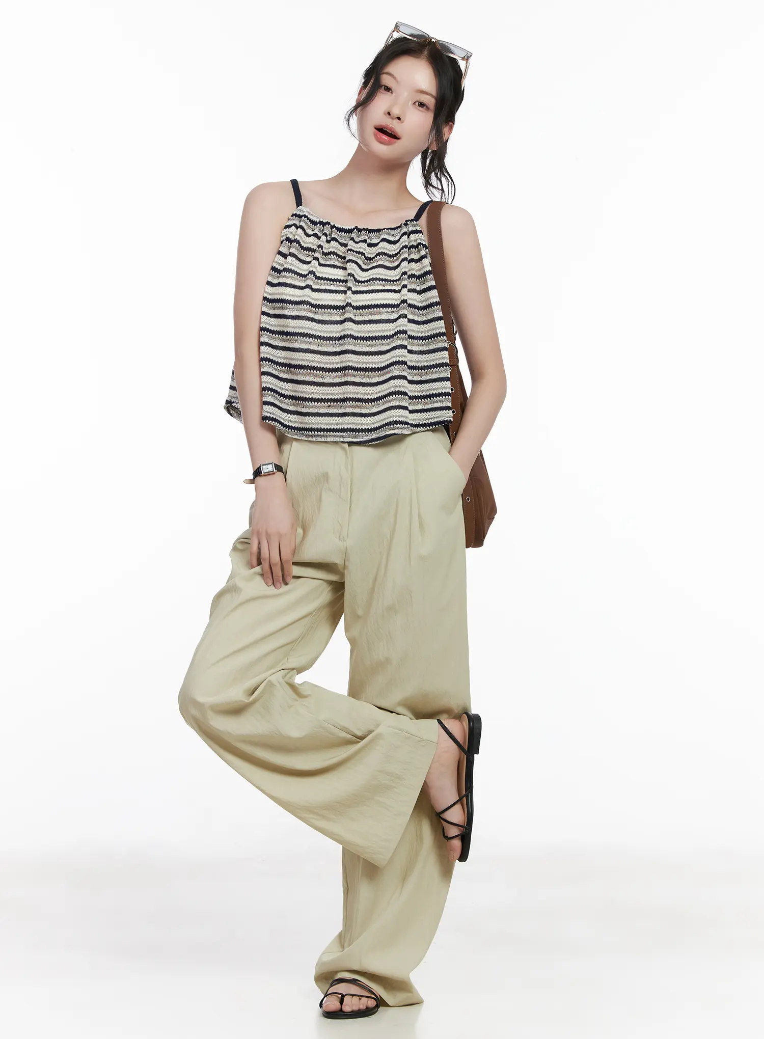 Wide Leg Pintuck Trousers CA509