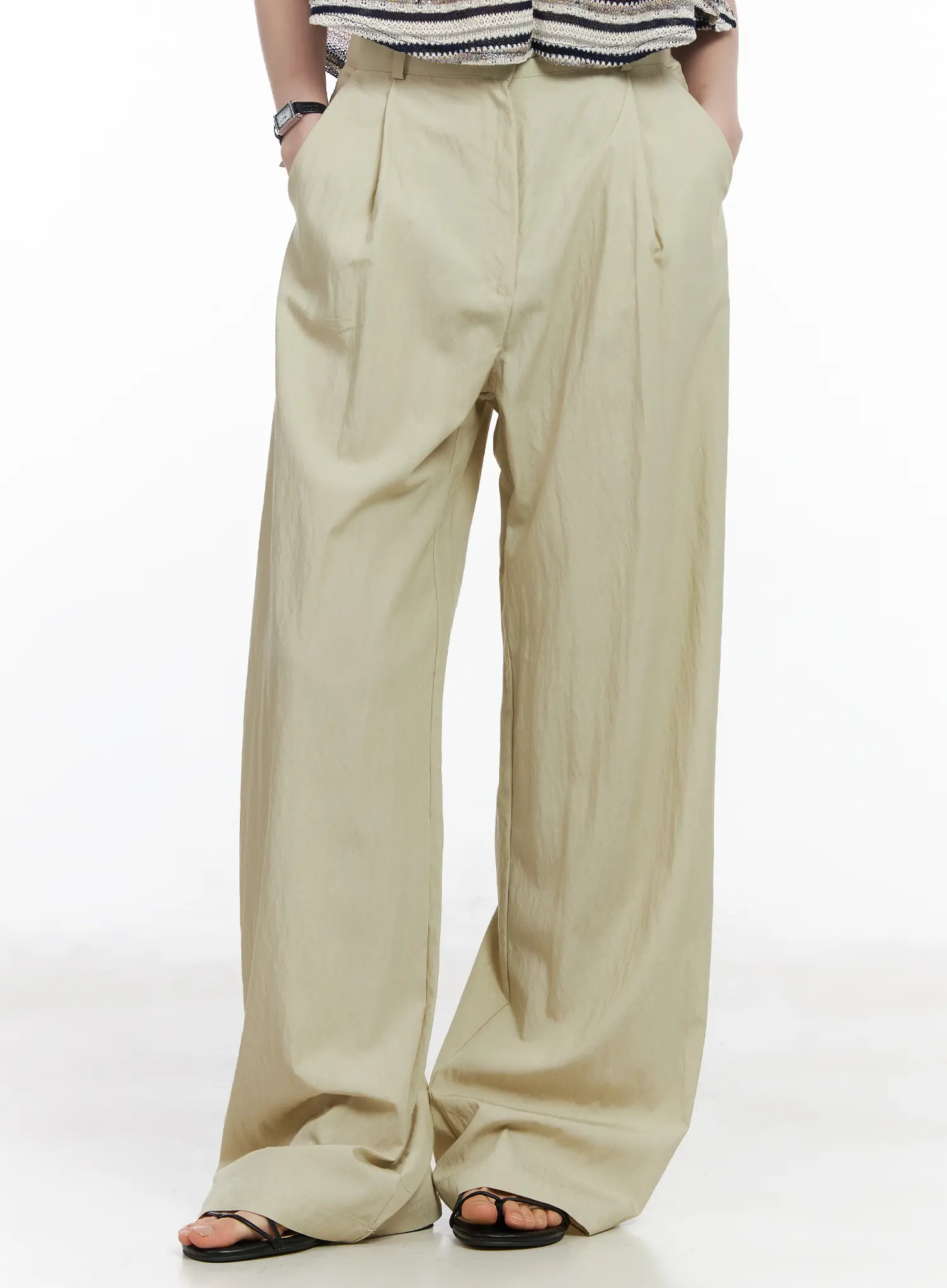 Wide Leg Pintuck Trousers CA509 - Image 2