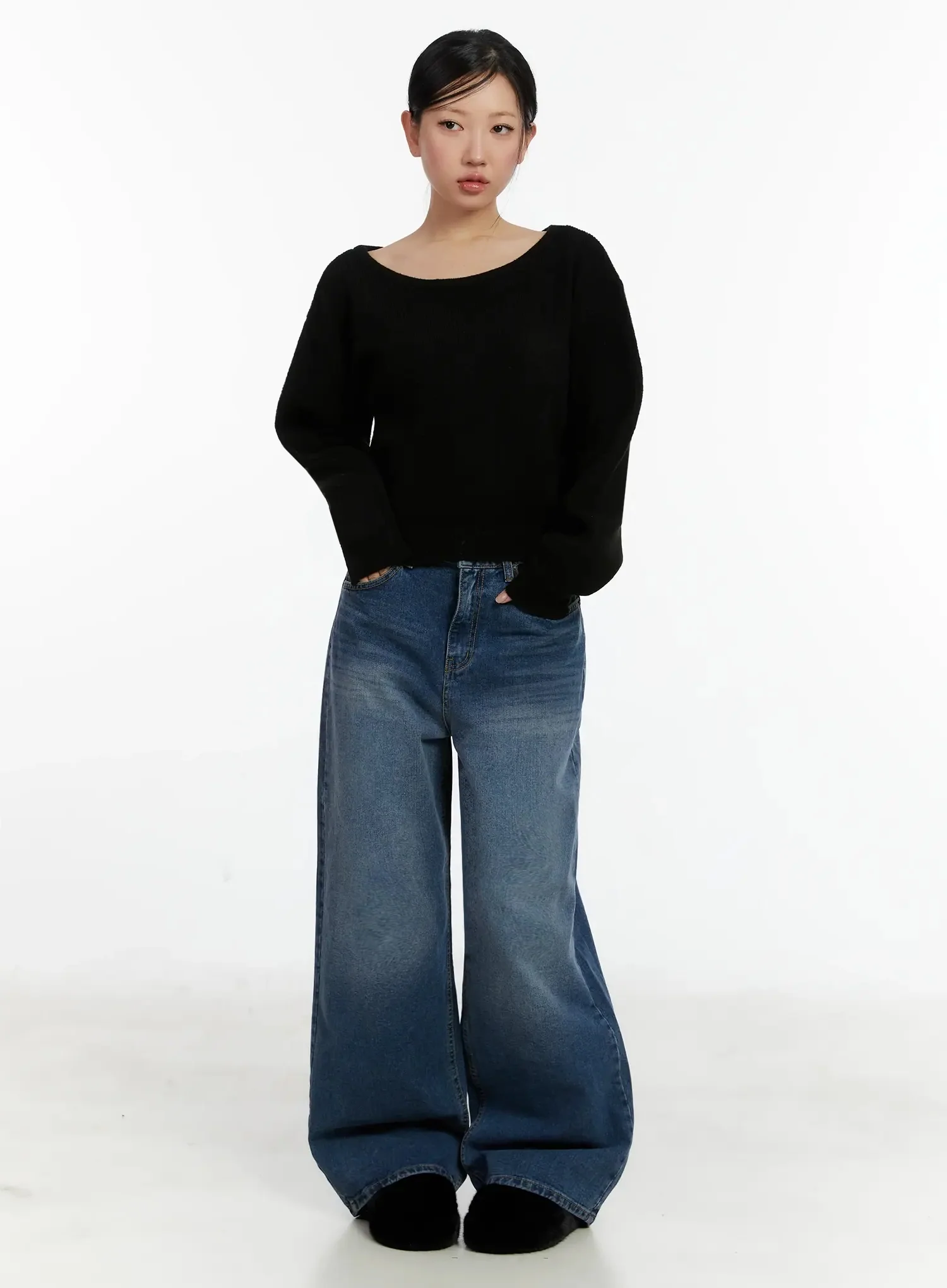 Wide Neck Crop Sweater ID525 - Image 4