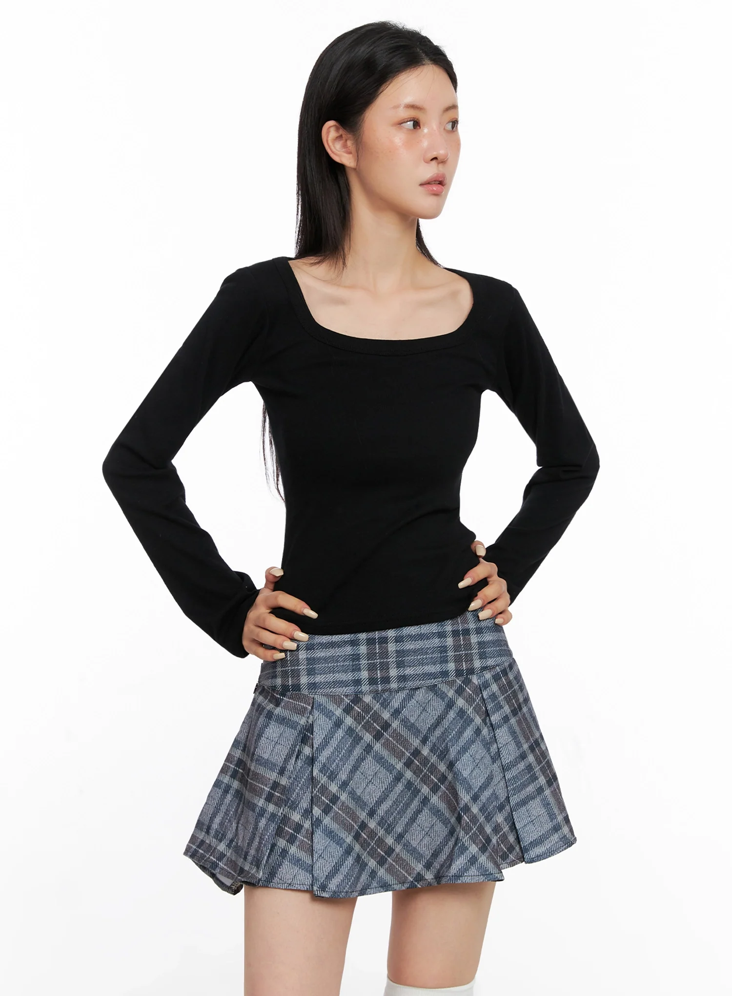 Wide Neck Fitted Long Sleeve Top IS508 - Image 4