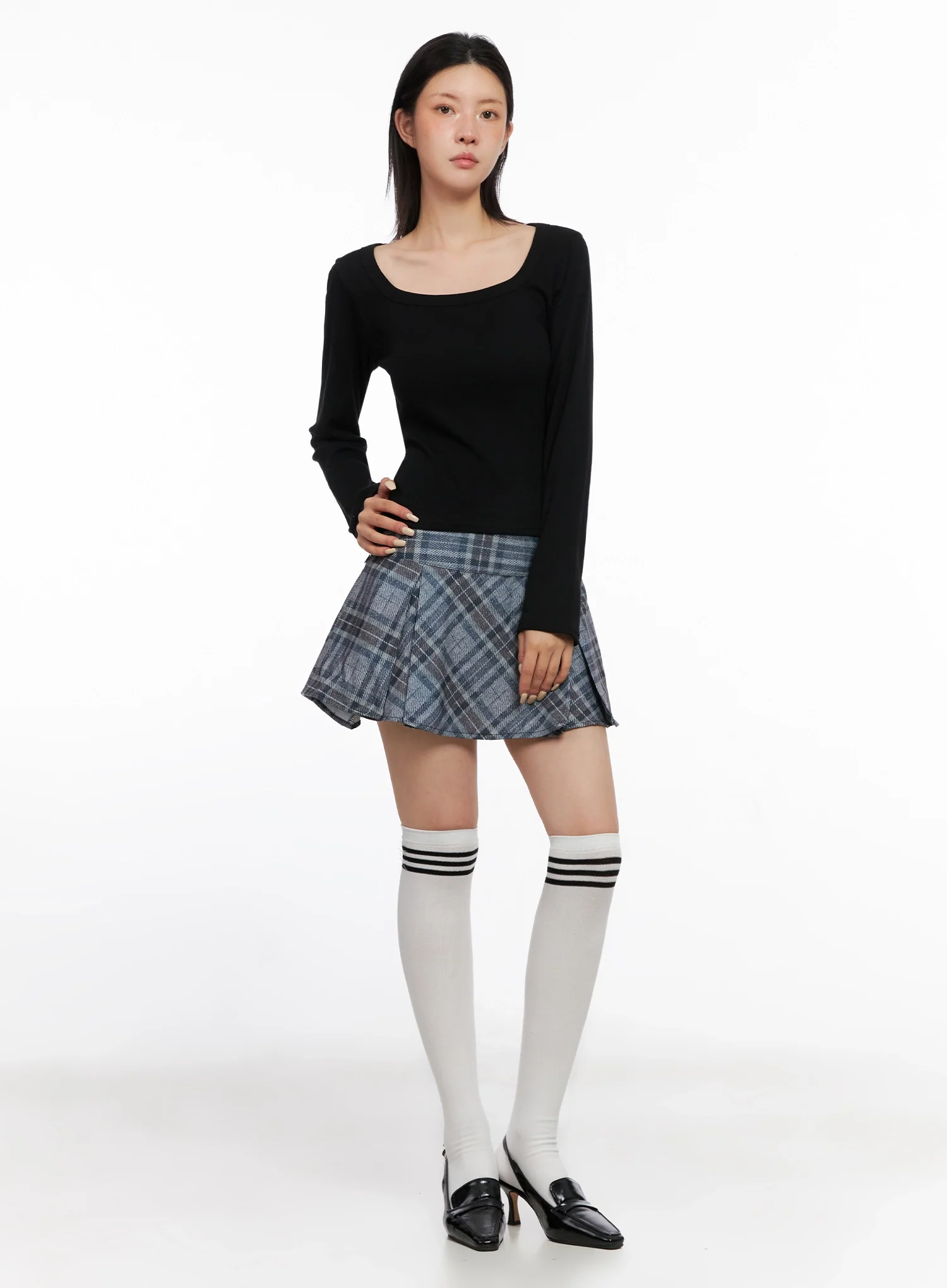 Wide Neck Fitted Long Sleeve Top IS508 - Image 7