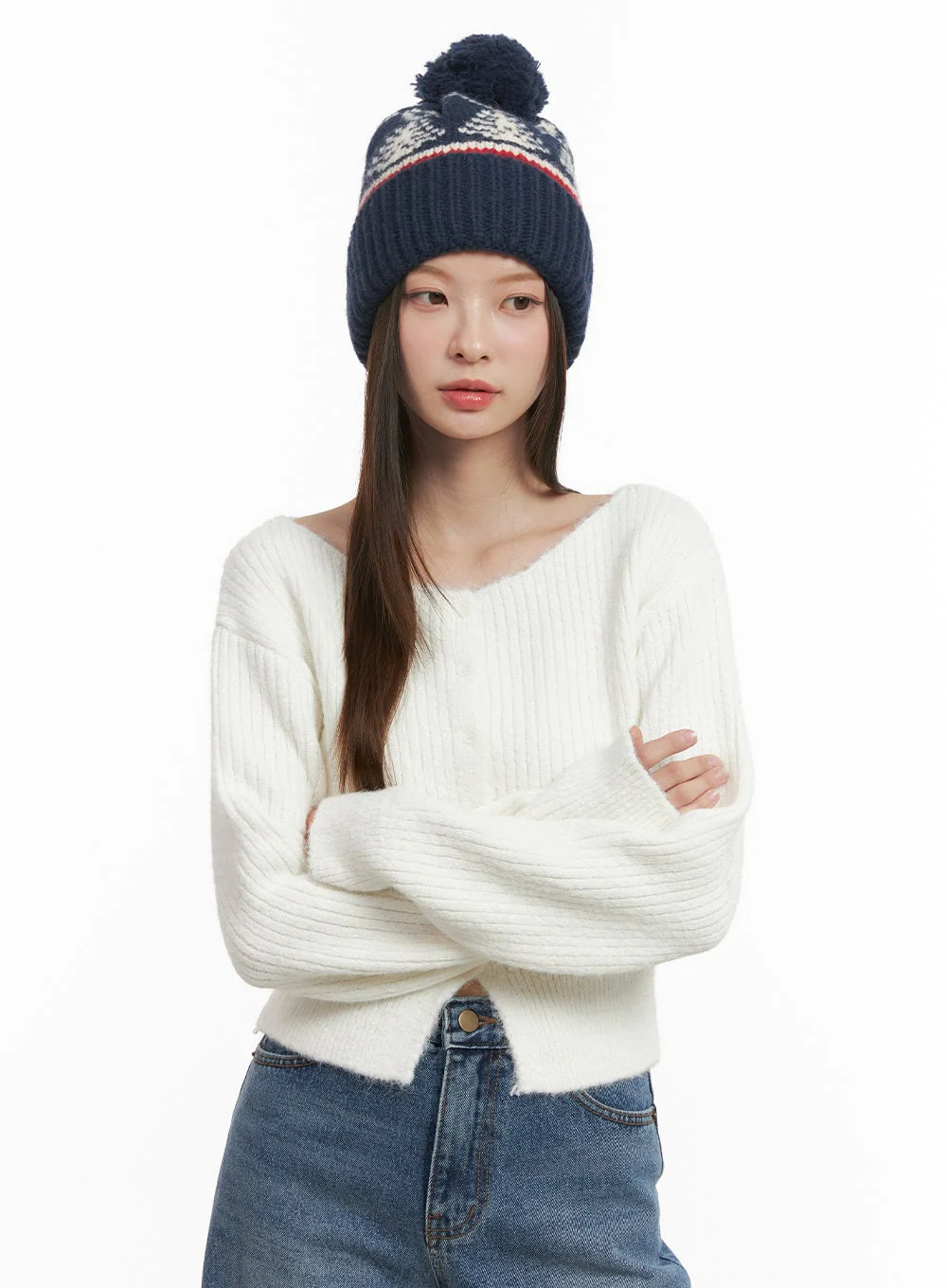 Wool Blend Button-Up Crop Sweater OD417 - Image 10