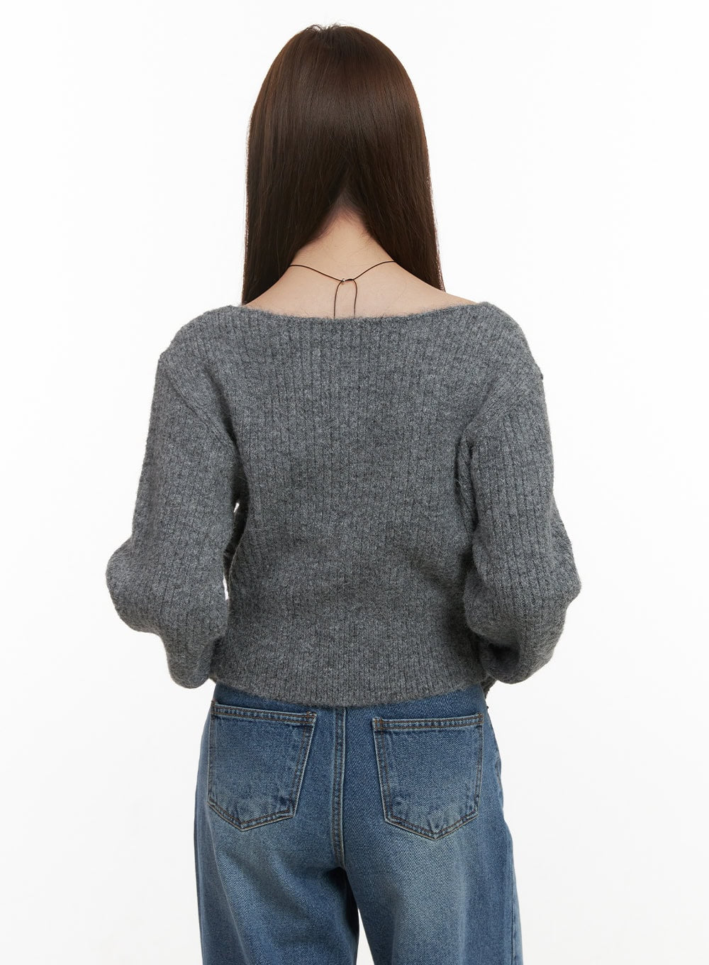 Wool Blend Button-Up Crop Sweater OD417 - Image 7