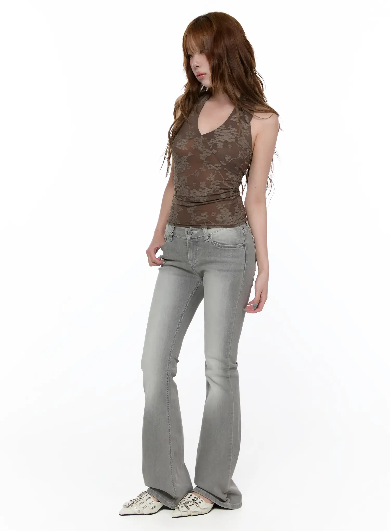 Yareli Low-Rise Flared Bootcut Jeans CA520 - Image 3