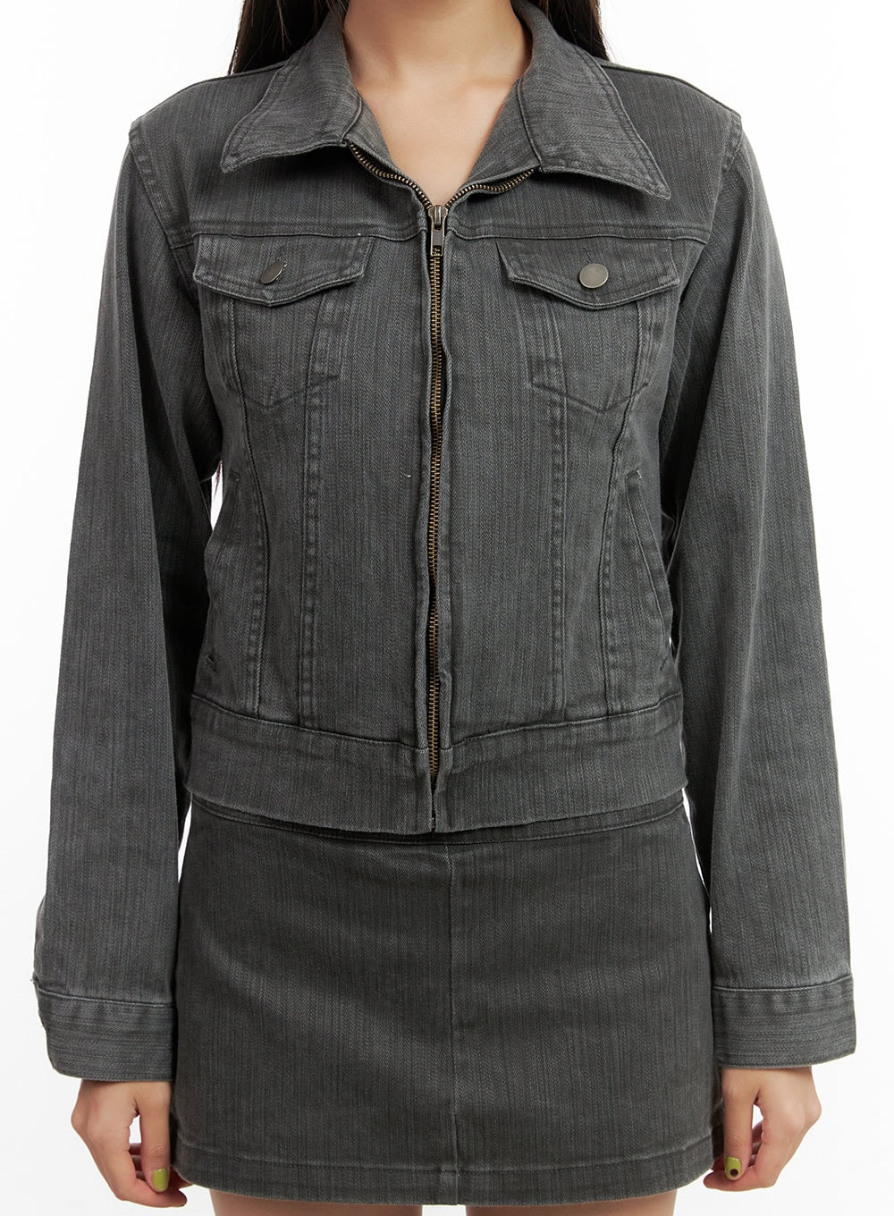 Zip Pocket Washed Slim-Fit Jacket CO424 - Image 4