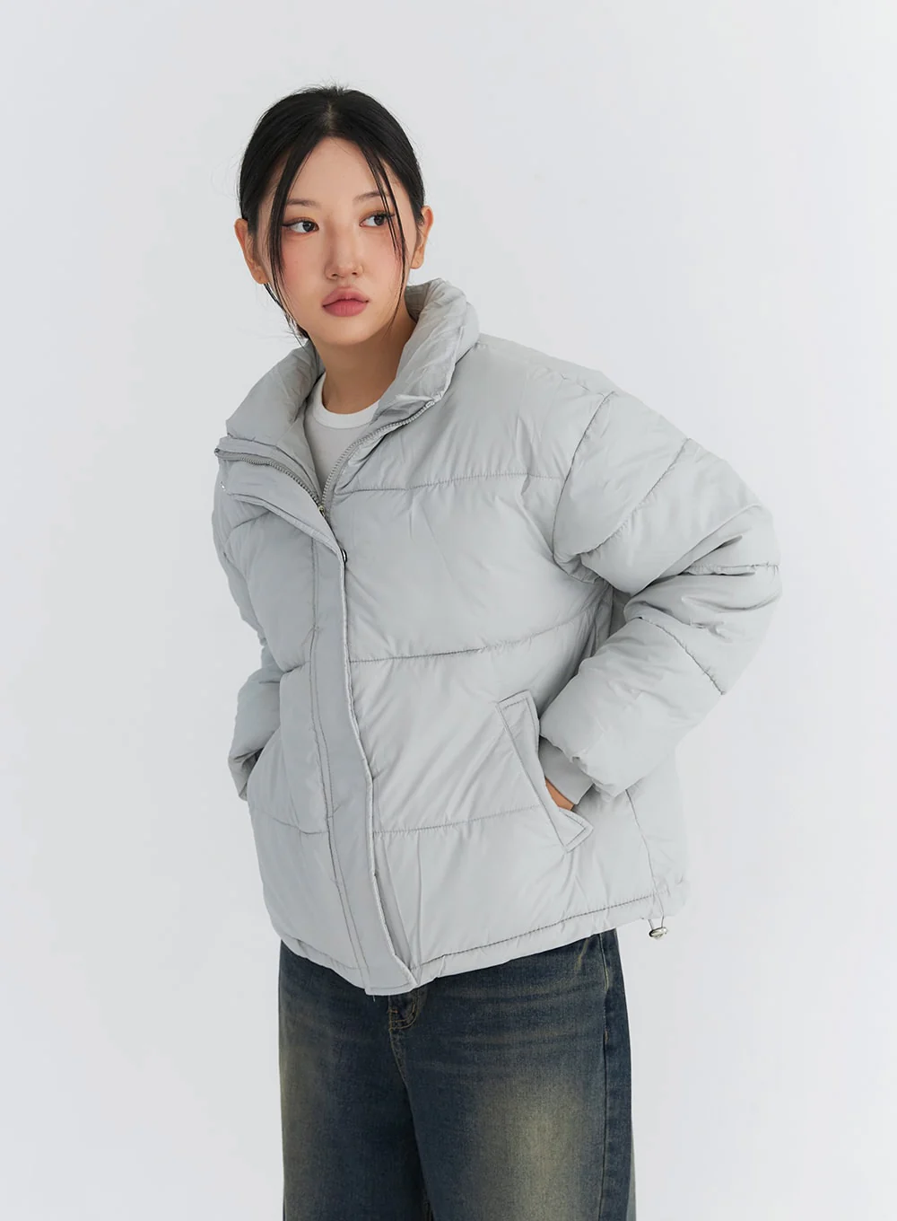 Zip-Up Stand Collar Puffer Jacket CO319 - Image 7